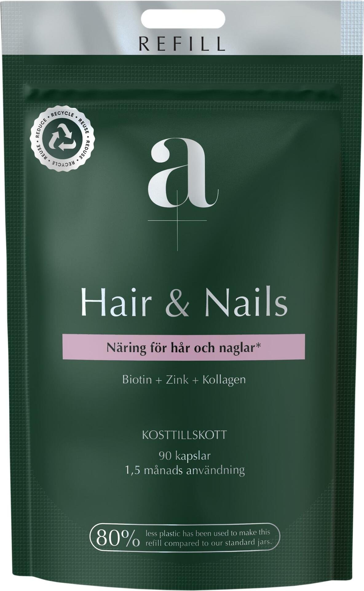 A+ Hair & Nails Refill 90 kapslar