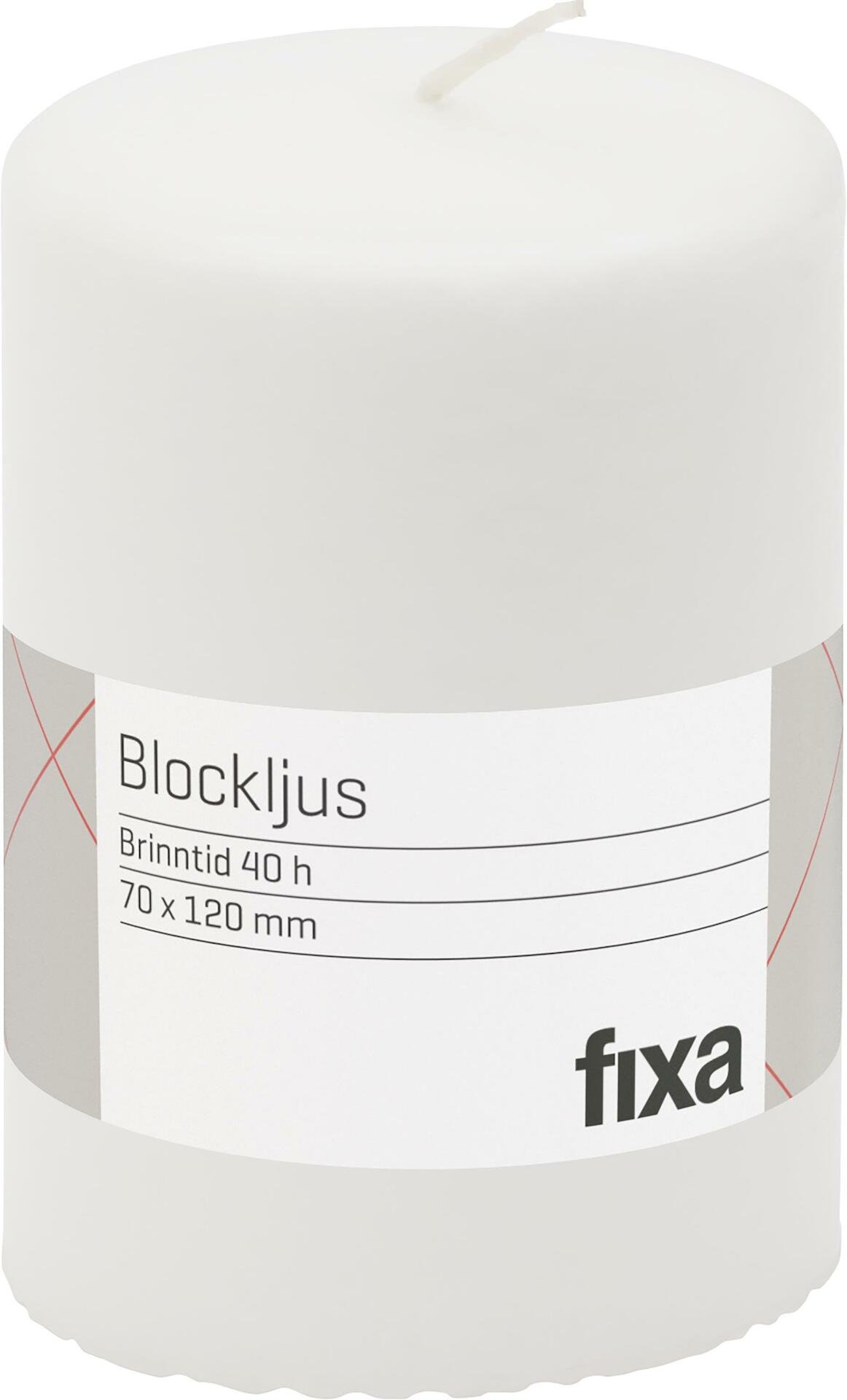 FIXA Blockljus 7x12 cm Vit 1 st
