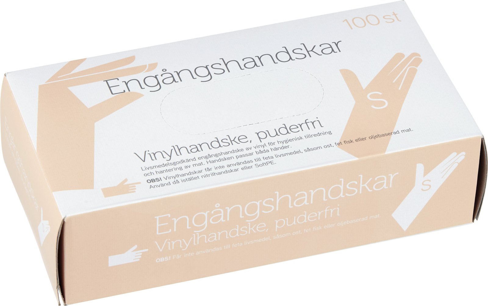Fixa Engångshandskar Vinyl Puderfria Small 100 st