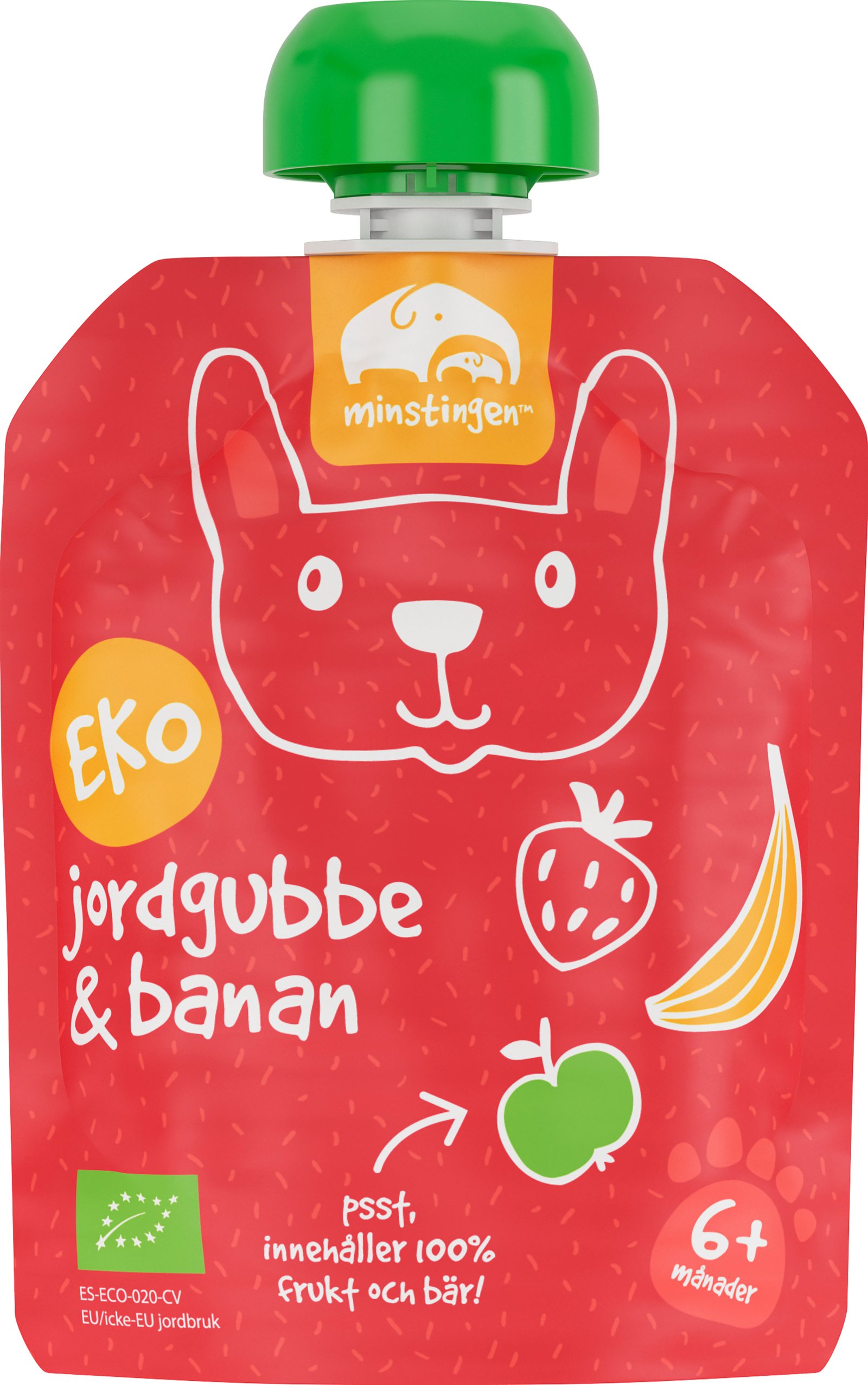 Minstingen Klämpåse banan/jordgubb 90 g