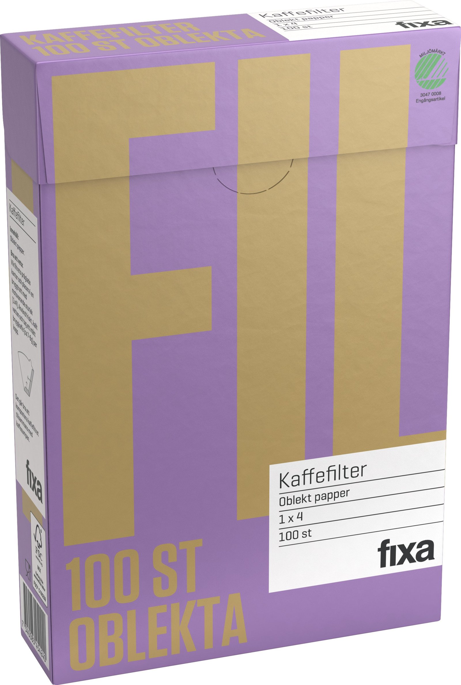 Fixa Kaffefilter Oblekta (1 x4) 100 st