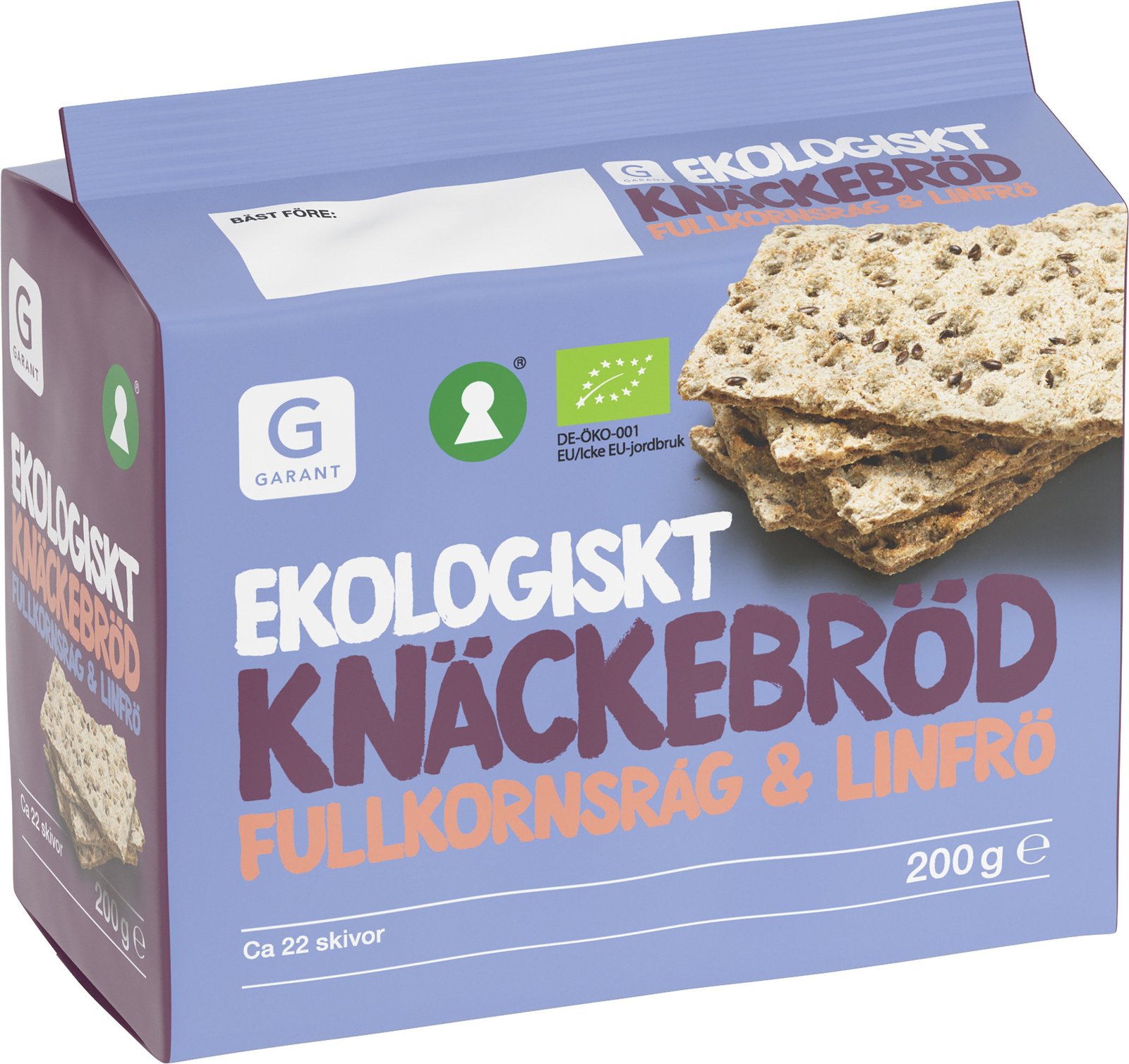 Garant Ekologiskt Knäckebröd Fullkornsråg & Linfrö 200 g