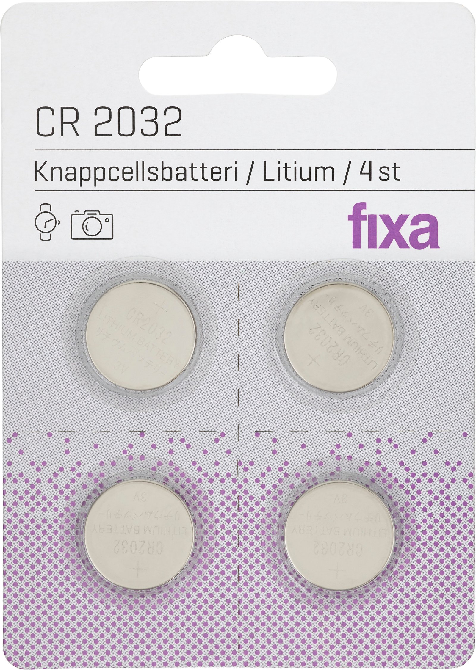 Fixa Knappcellsbatterier 2032 4 st