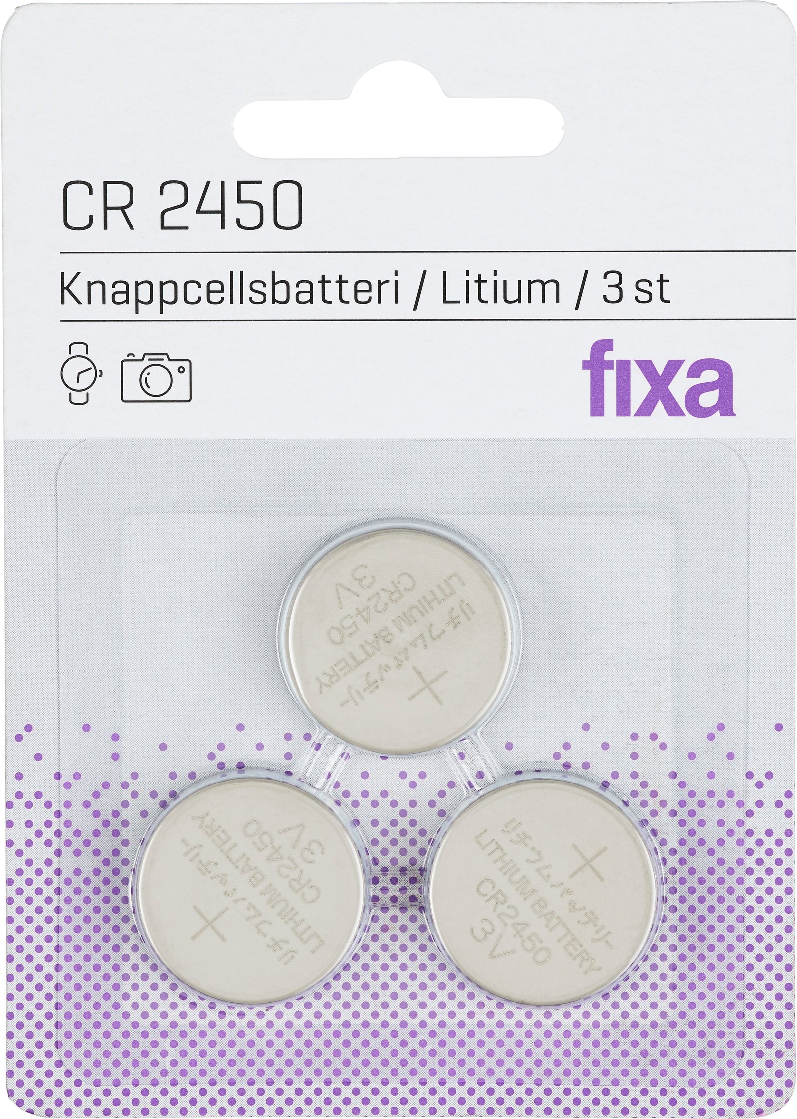 Fixa Knappcellsbatterier 2450 3 st