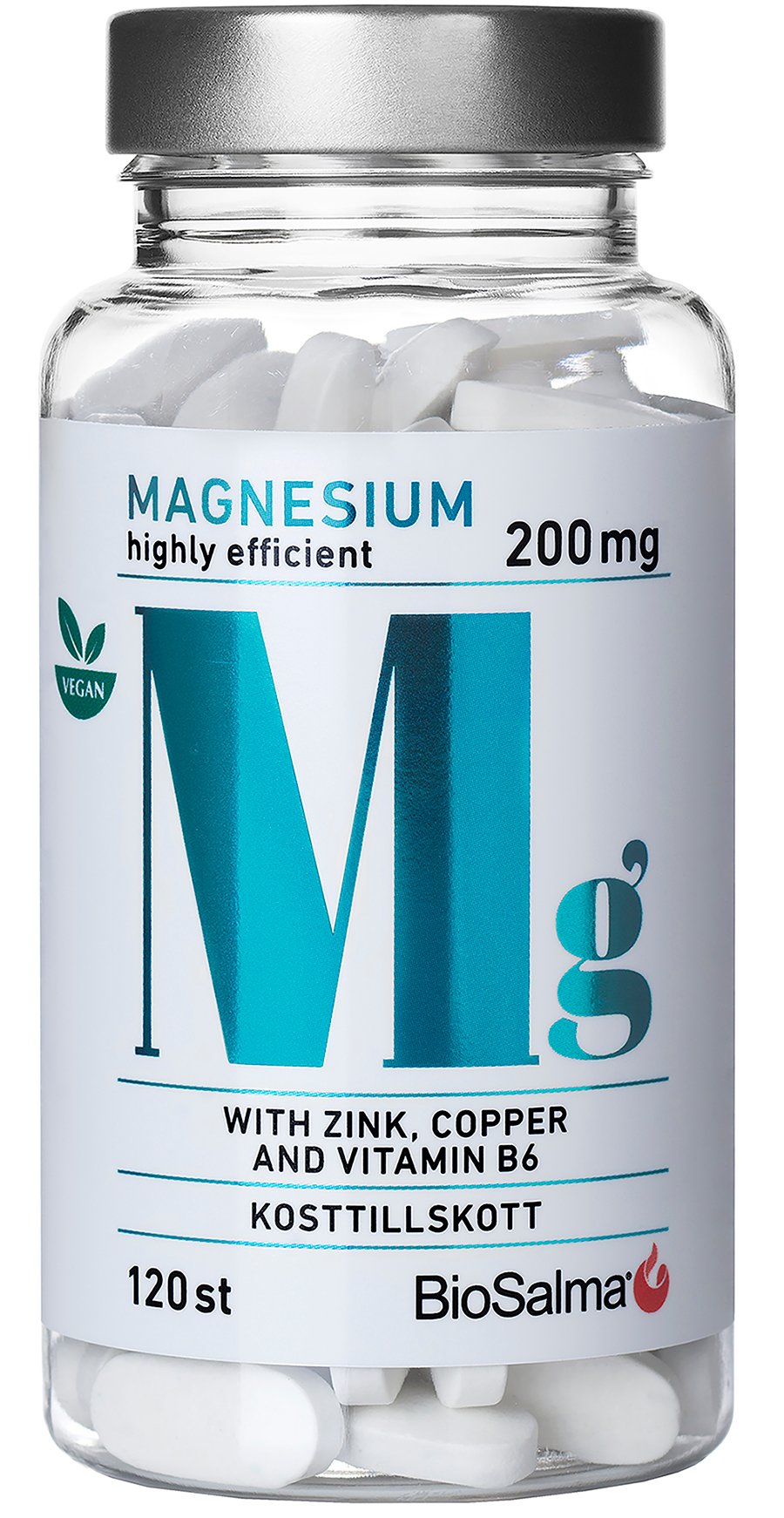 BioSalma Magnesium 200mg + Zink, Koppar & B6 120 tabletter