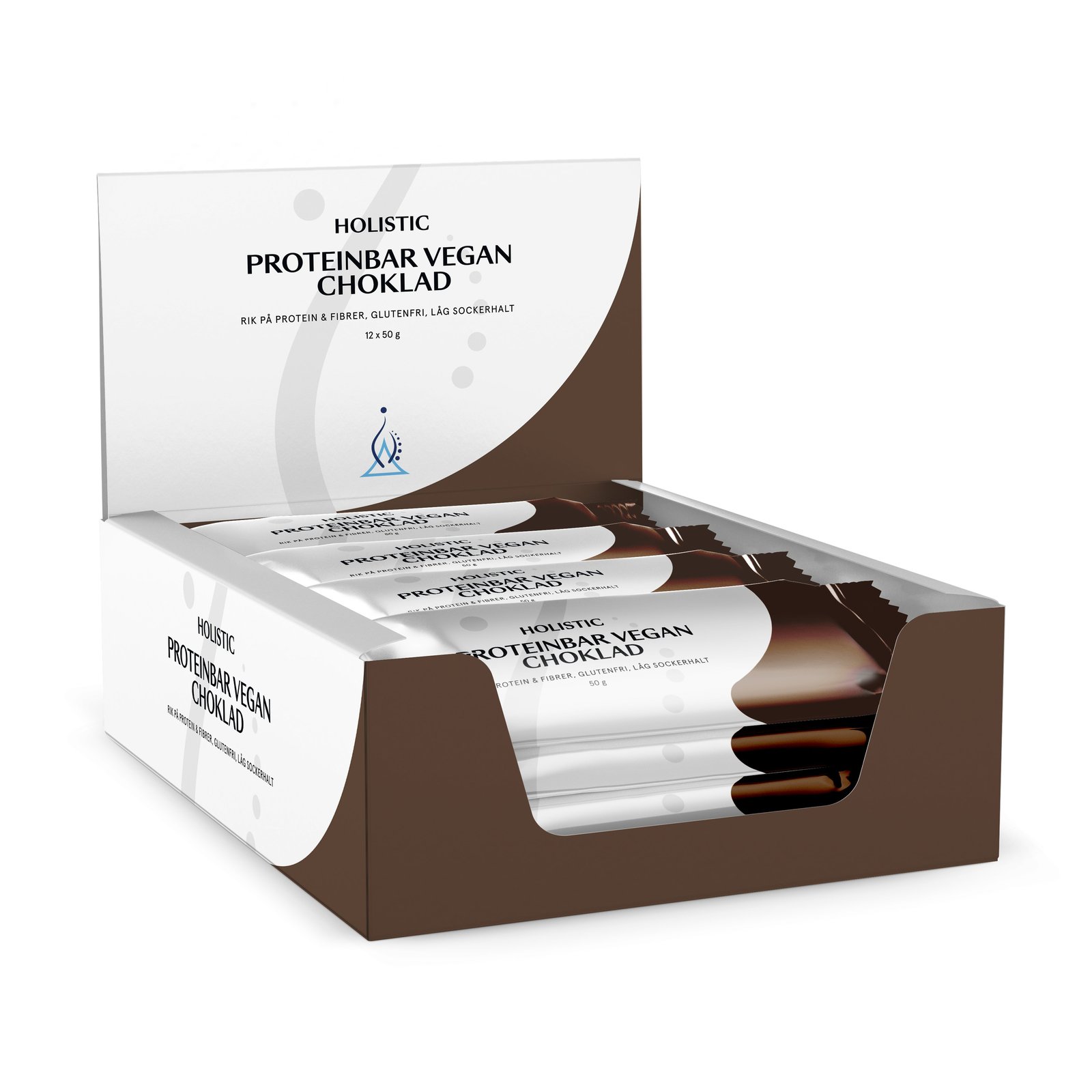 Holistic Proteinbar Vegan Choklad 12 x 50 g