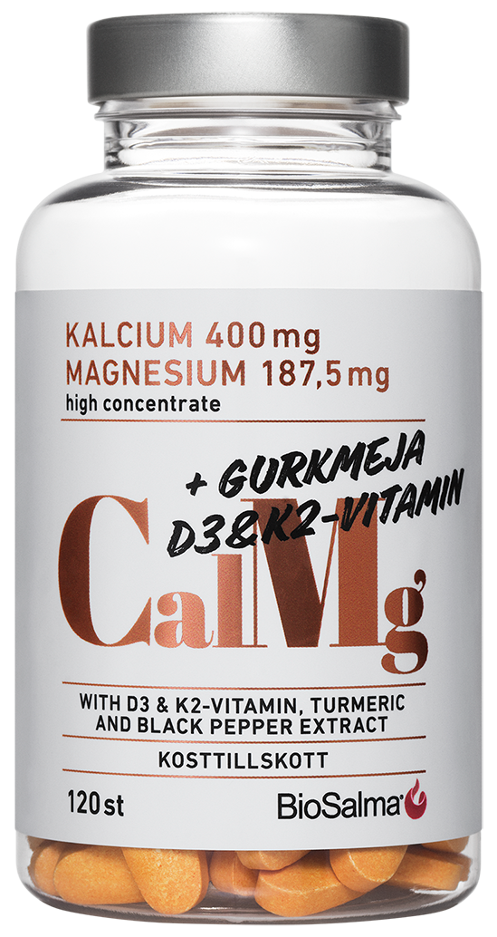 BioSalma Kalcium & Magnesium + Gurkmeja, D3 & K2 120 tabletter