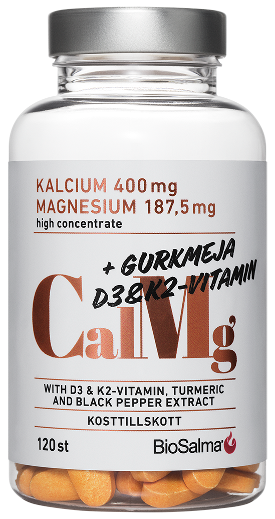 BioSalma Kalcium & Magnesium + Gurkmeja, D3 & K2 120 tabletter