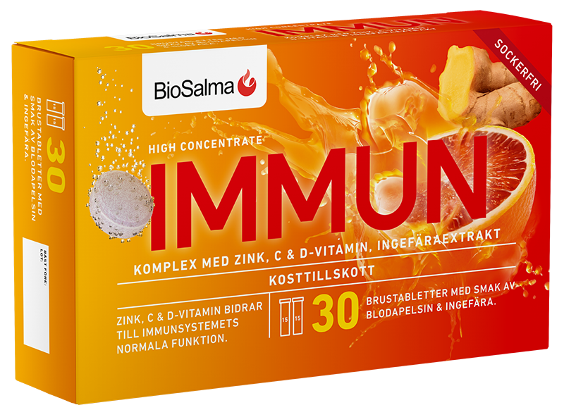 BioSalma Immun C+D-vitamin & Zink 30 brustabletter