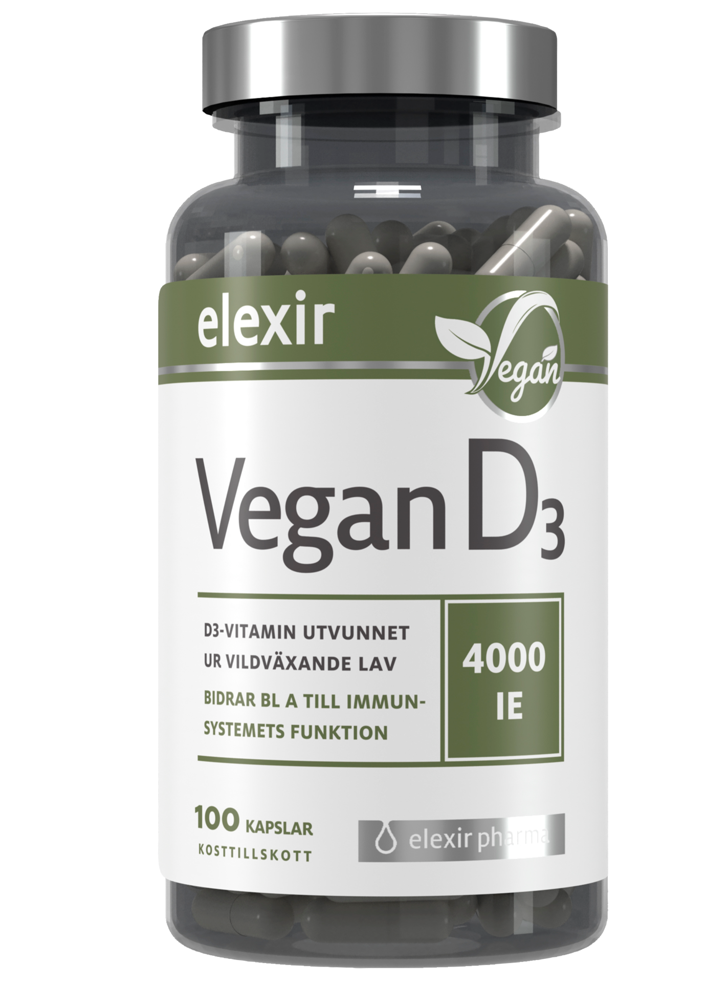 Elexir Pharma Vegan D3 100 kapslar