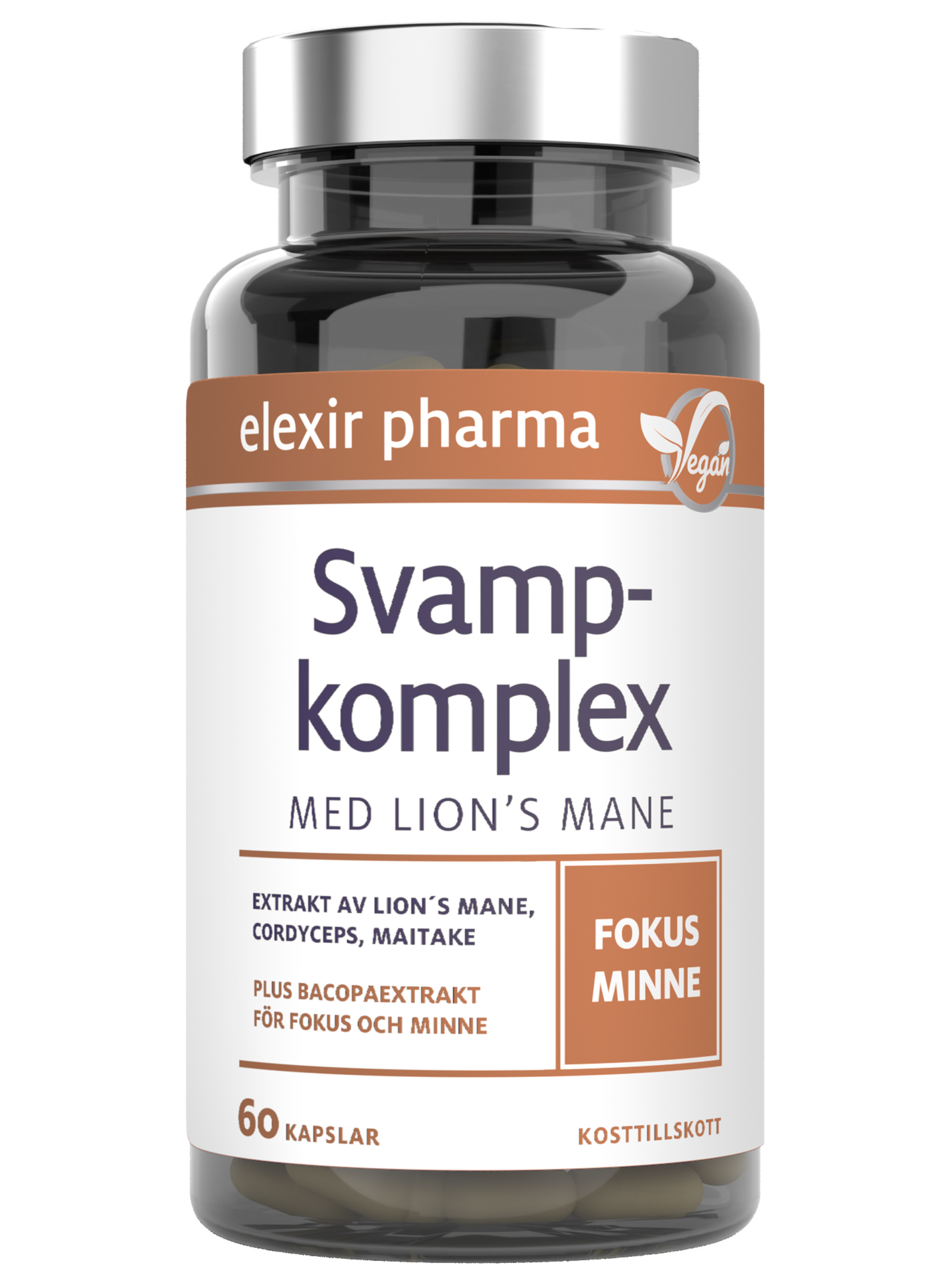 Elexir Pharma Svampkomplex med Lion´s Mane 60 kapslar