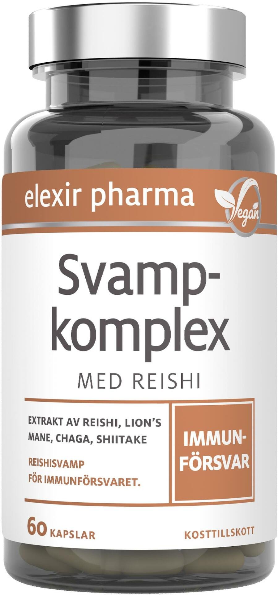 Elexir Pharma Svampkomplex med Reishi 60 kapslar