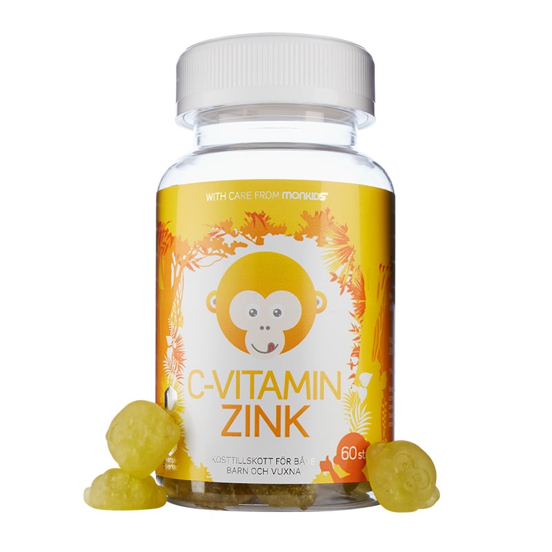 Monkids C-vitamin + Zink Barn Fruktsmak 60 tuggtabletter