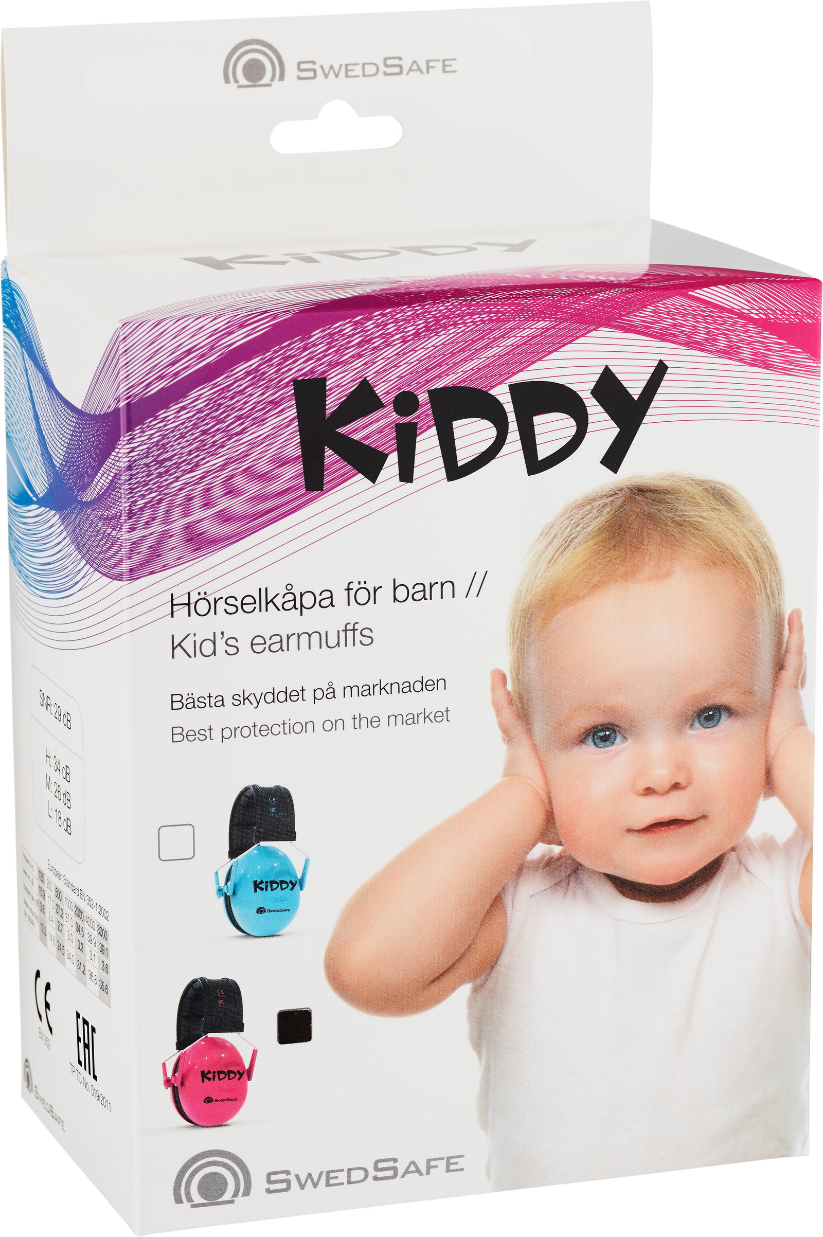 SwedSafe Kiddy Hörselkåpa Rosa 1 st