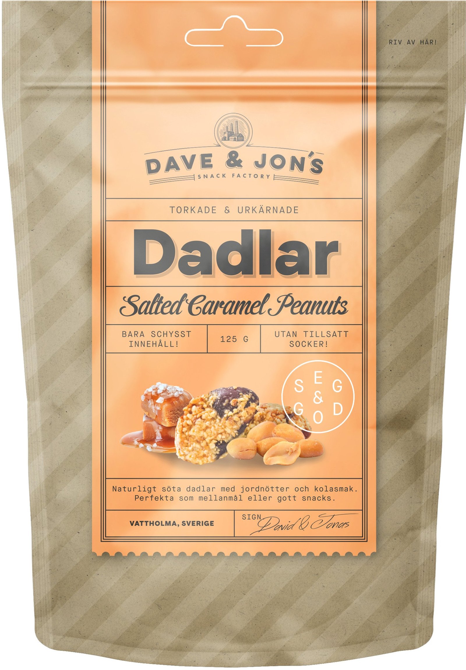 DAVE & JON´S Dadlar Salted Caramel Peanuts 125 g