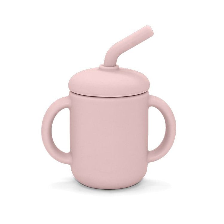 Silikonmugg med sugrör pale mauve