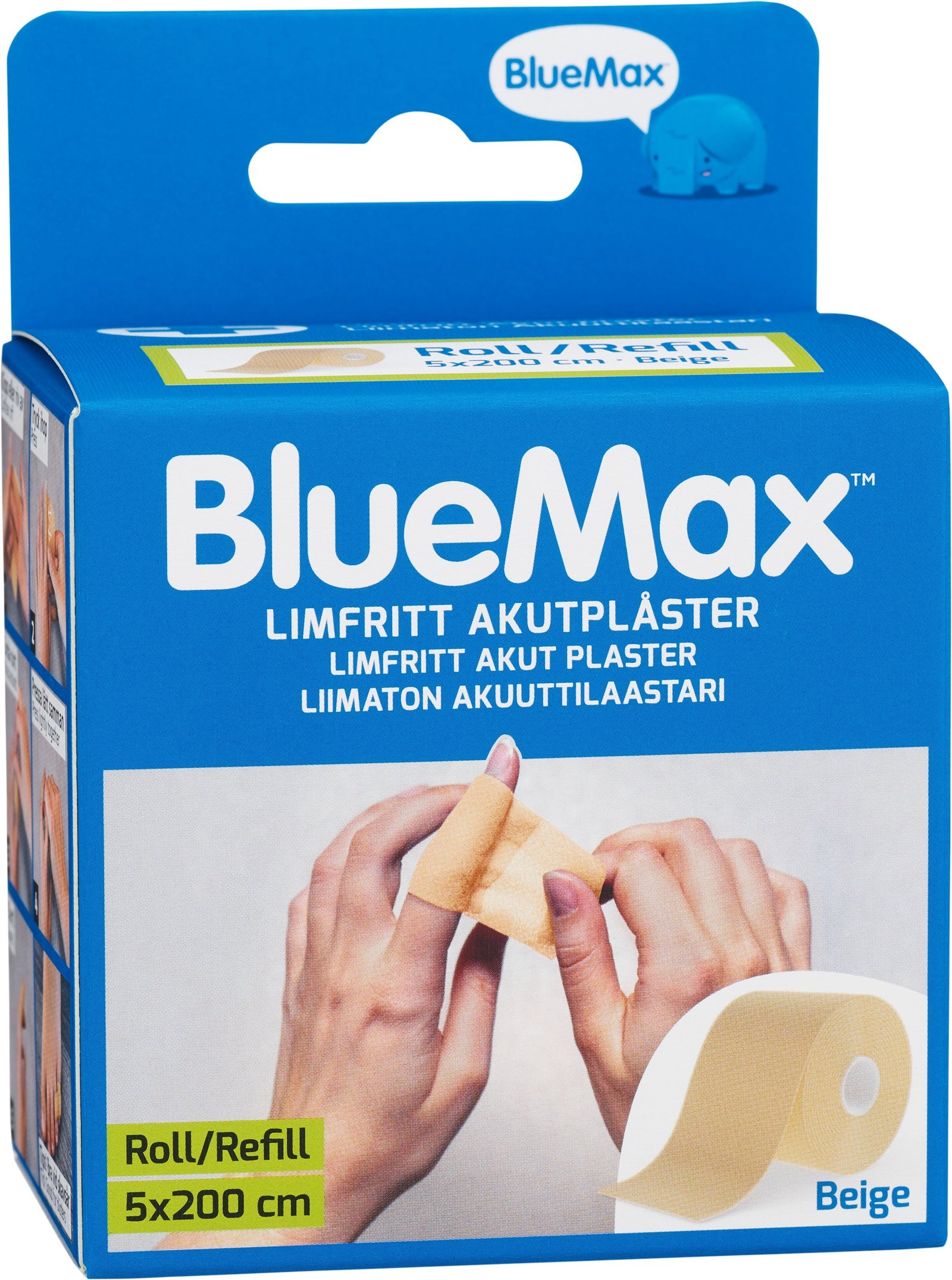 BlueMax Limfritt Akutplåster Refill 5x200cm Beige 1 st