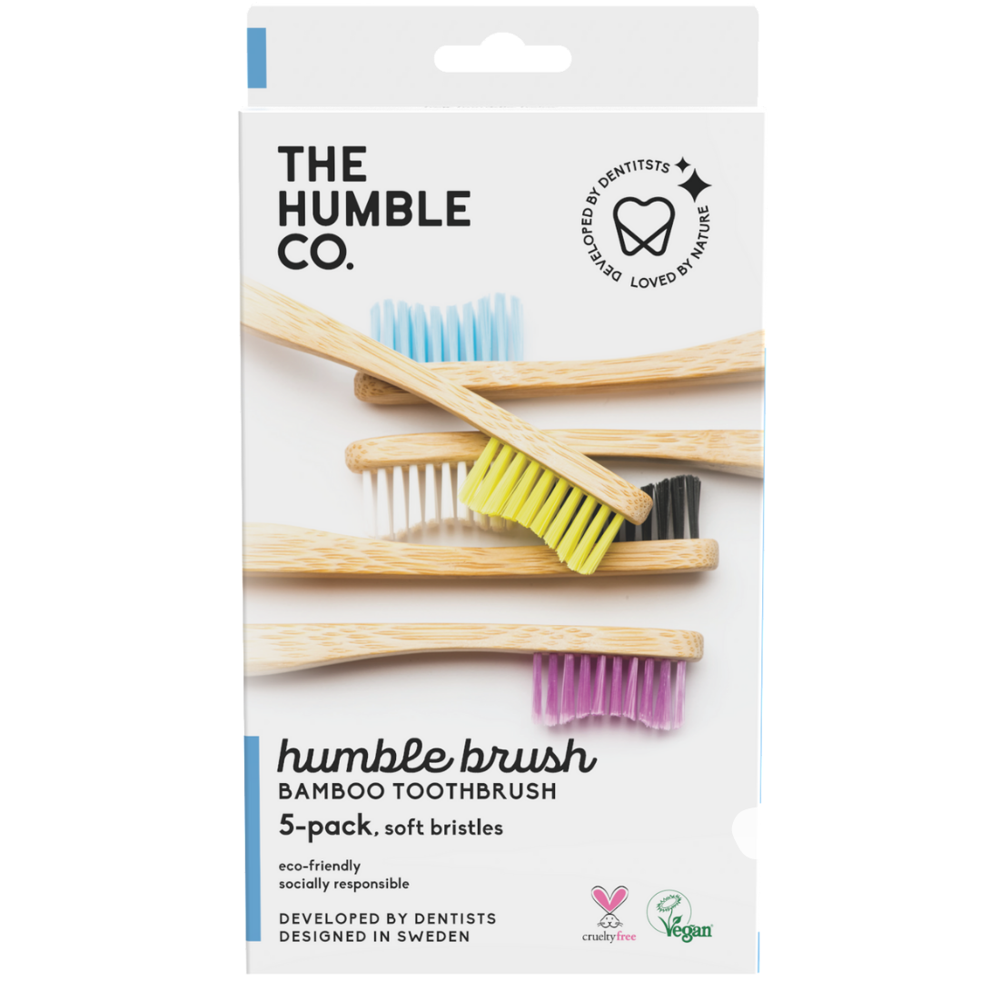 The Humble Co. Bambutandborstar Mjuk  5-pack - Blandade färger