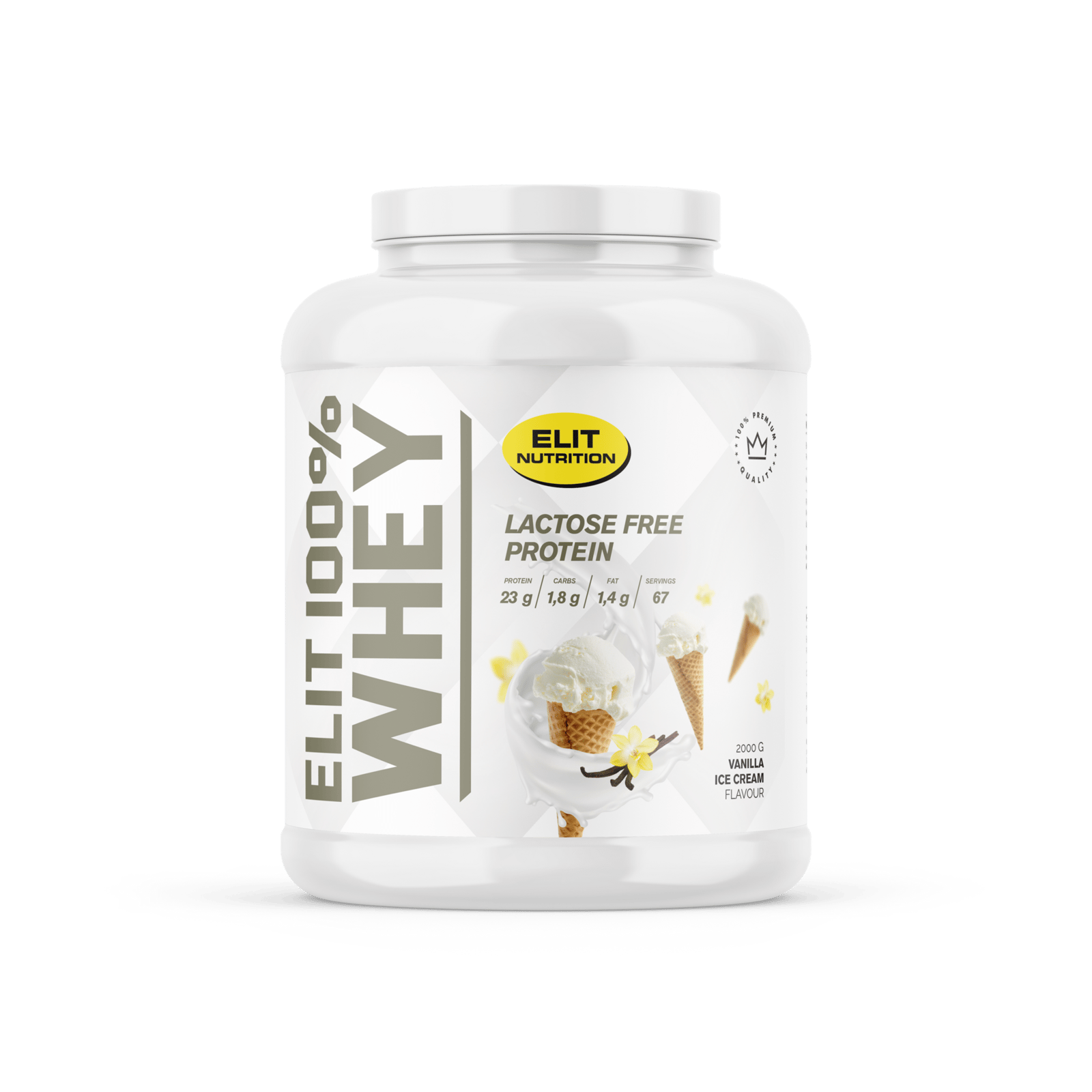 Elit Nutrition 100% Whey Vanilla Ice Cream Laktosfri 2000g