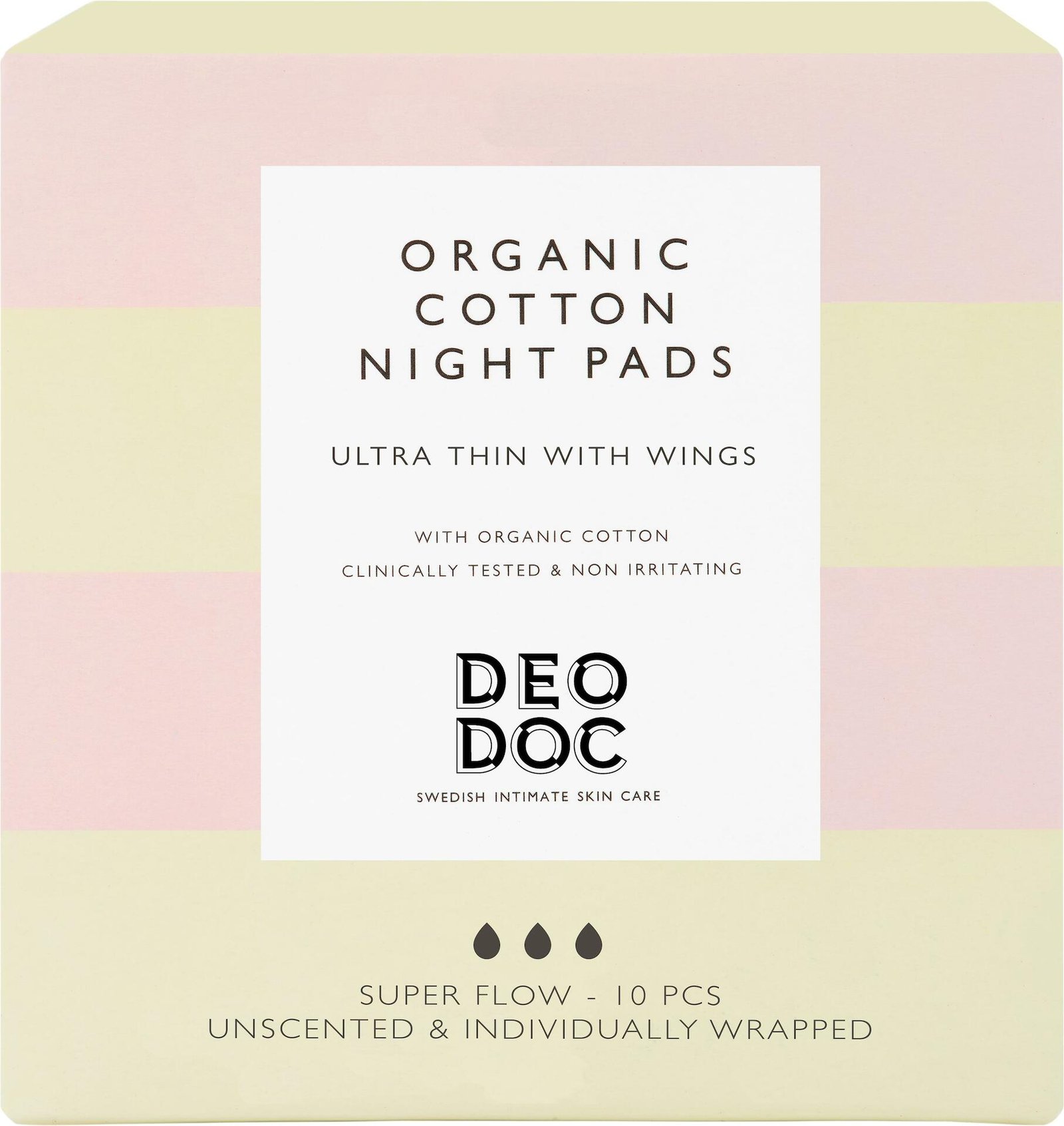 DeoDoc Organic Cotton Night Pads 10 st