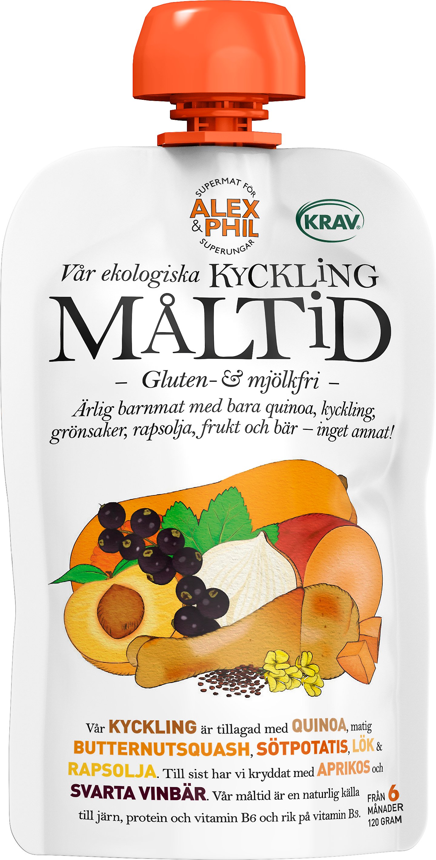 Alex & Phil Måltid Kyckling Aprikos & Svarta Vinbär 120 g