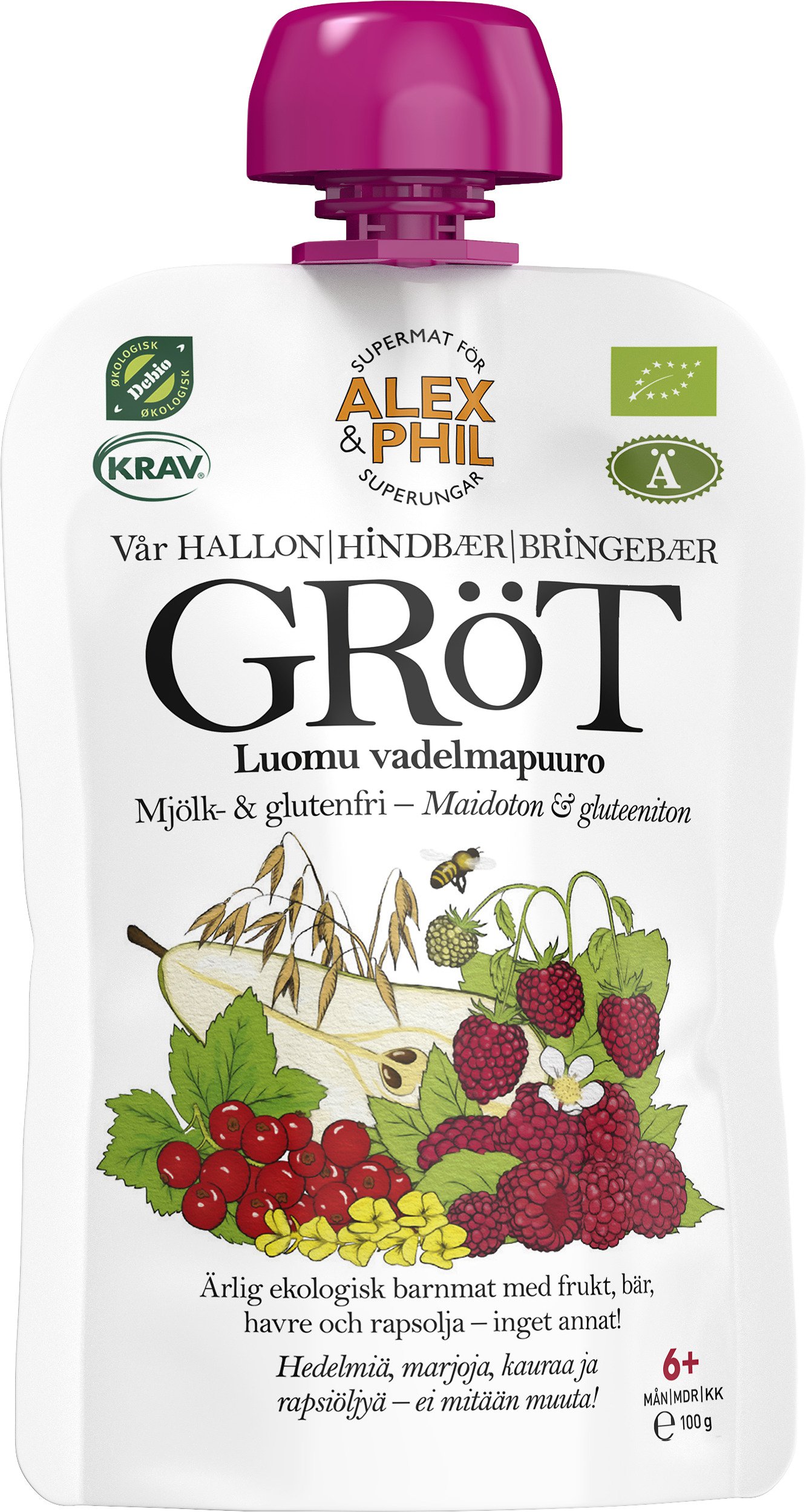 Alex & Phil Gröt Hallon & Röda Vinbär 100 g