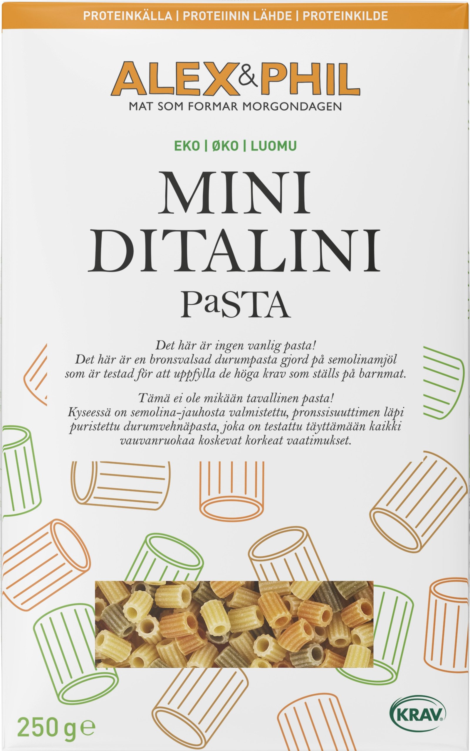 Alex & Phil Mini Ditalini Pasta 1-3år 250g