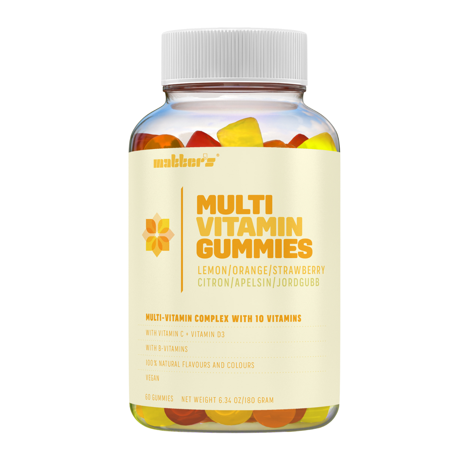 Matters Multi-Vitamin Gummies Vit D3 + Vitamin C+E & B12 60 Gummies Citron/Apelsin/Jordgubb
