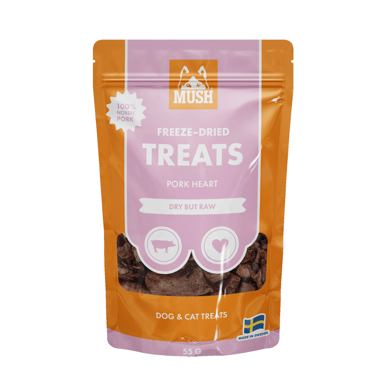 MUSH Treats Frystorkat Gris Hjärta