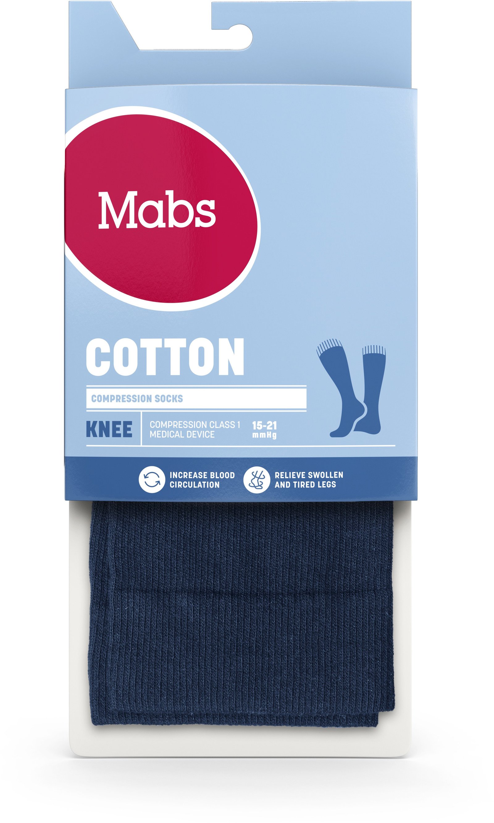 Mabs Cotton Knee Stödstrumpor Navy XXL