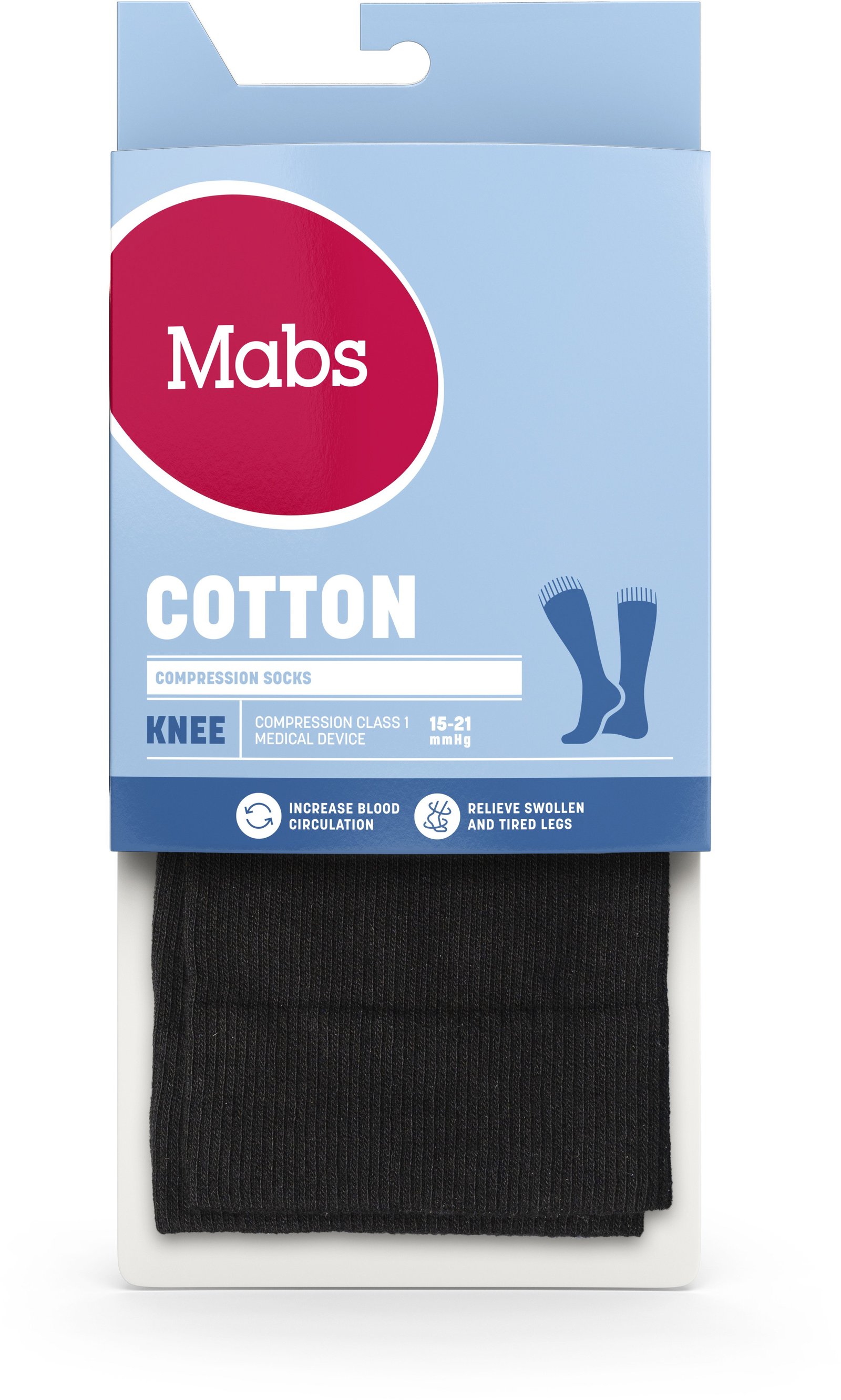 Mabs Cotton Knee Stödstrumpor Black XXL
