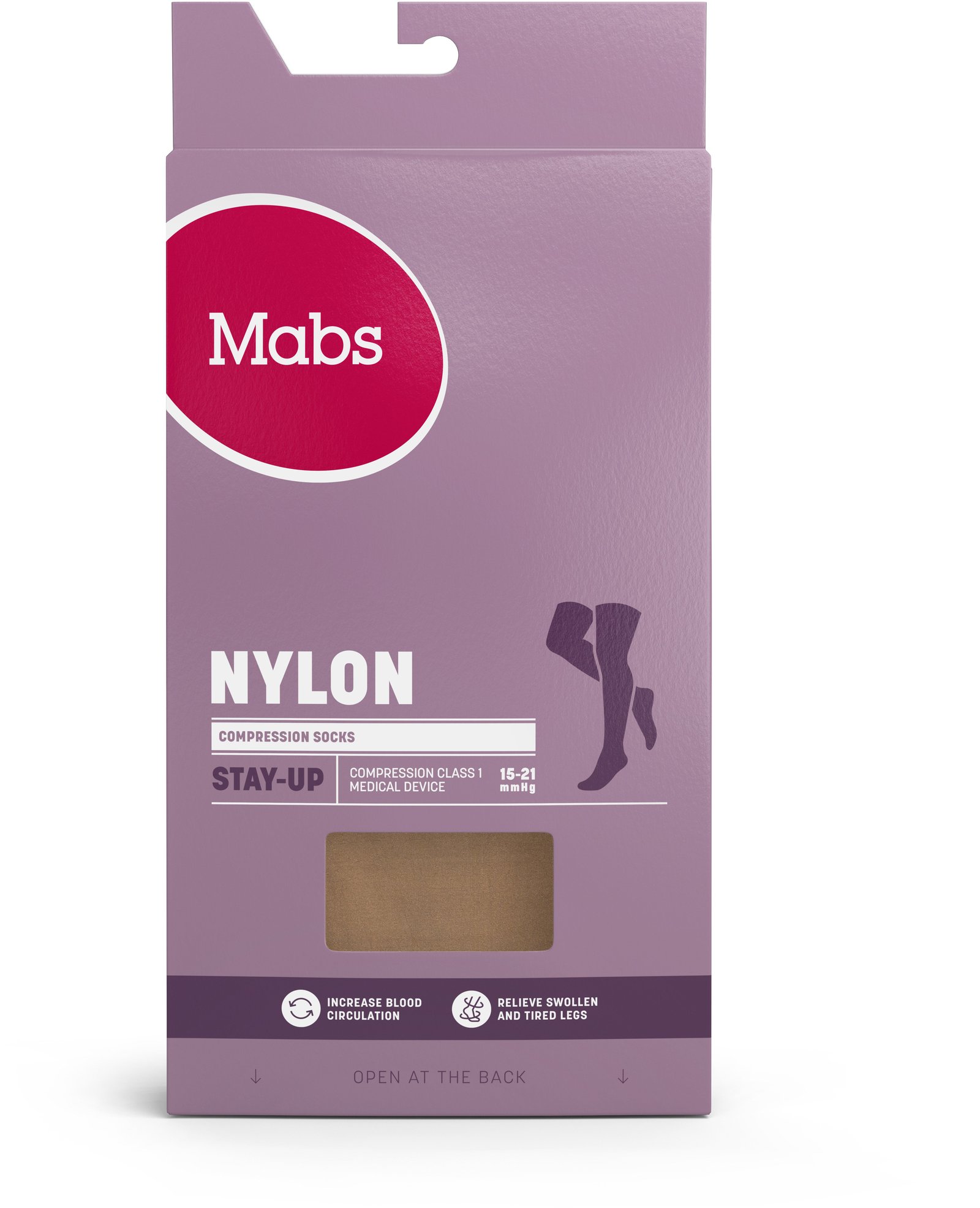 Mabs Nylon Stay Up Stödstrumpor Tan XL