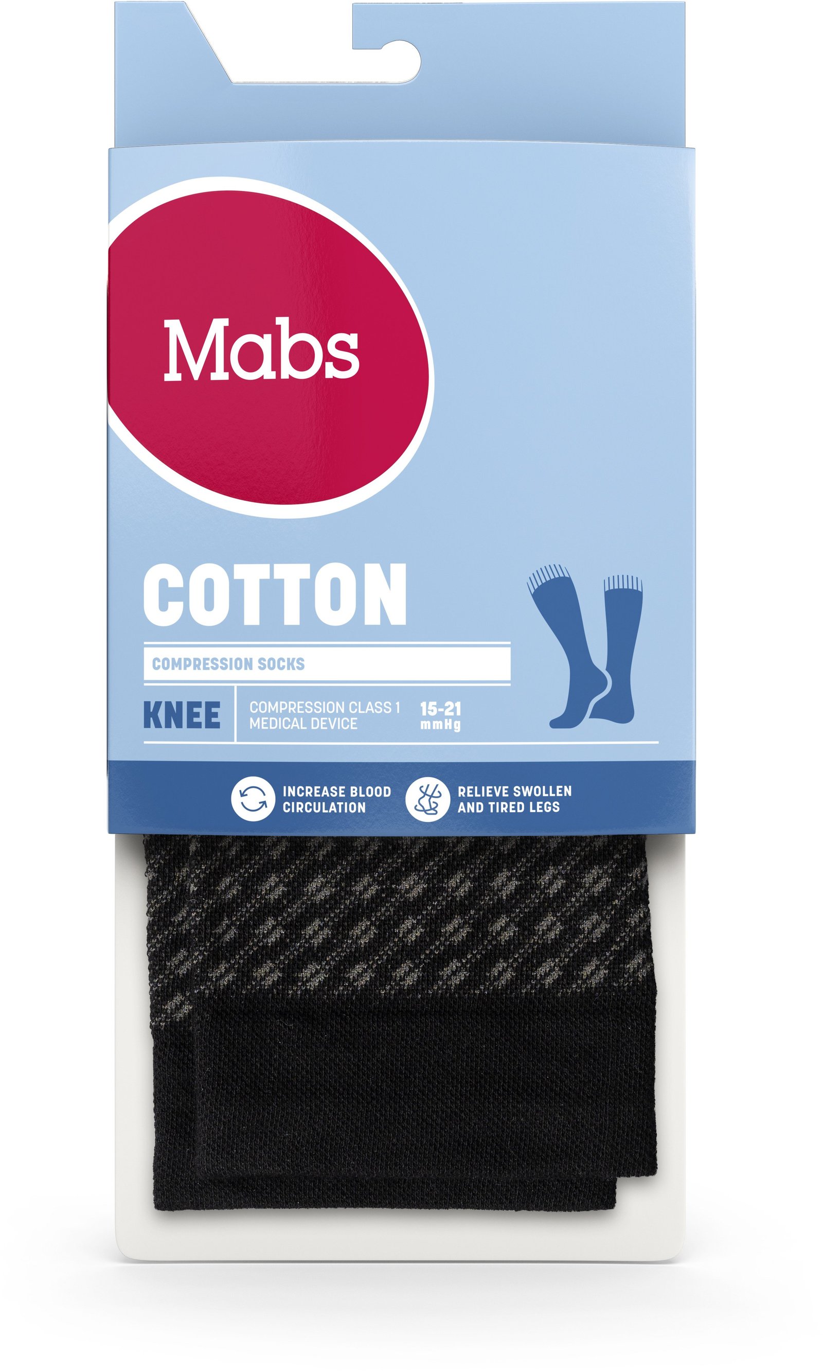 Mabs Cotton Knee Stödstrumpor Black/Grey XL