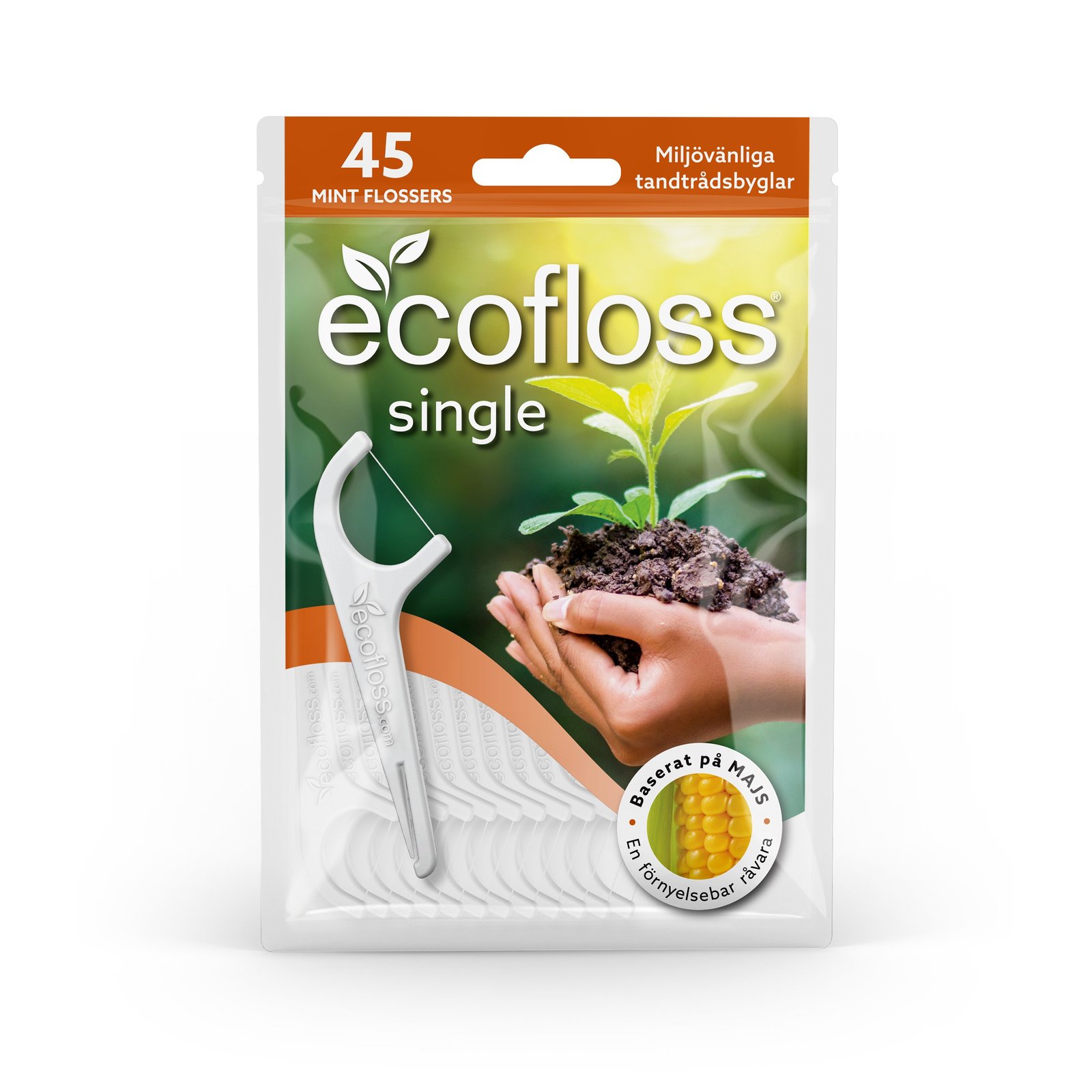 Ecofloss Single Tandtrådsbygel & Hållare 45 st