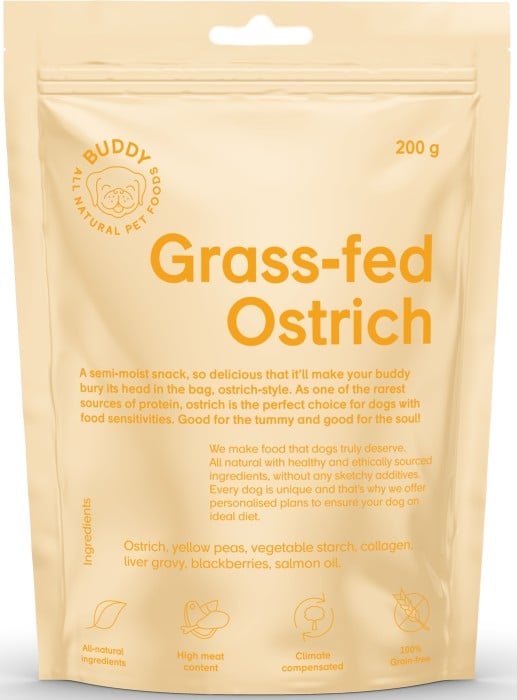 BUDDY Grass-fed Ostrich Hundgodis 200 g