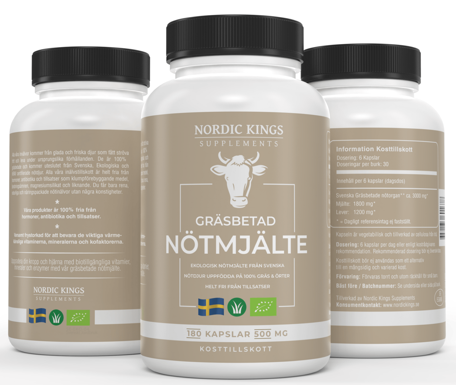 Nordic Kings Gräsbetad Nötmjälte EKO 180 kapslar