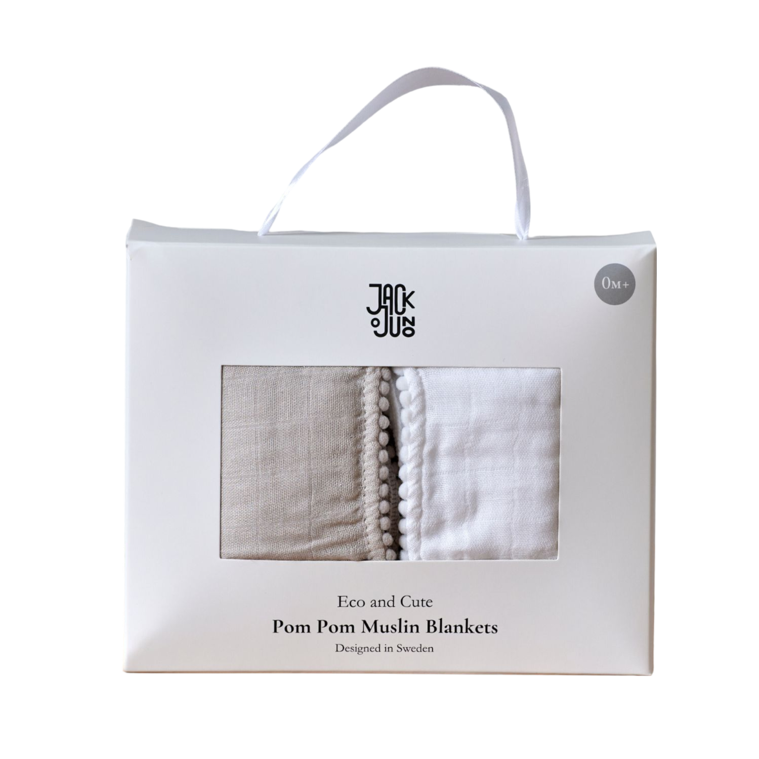 Jack o Juno Pom Pom Muslin Blankets (2pack) Pearl & Dusty Gray