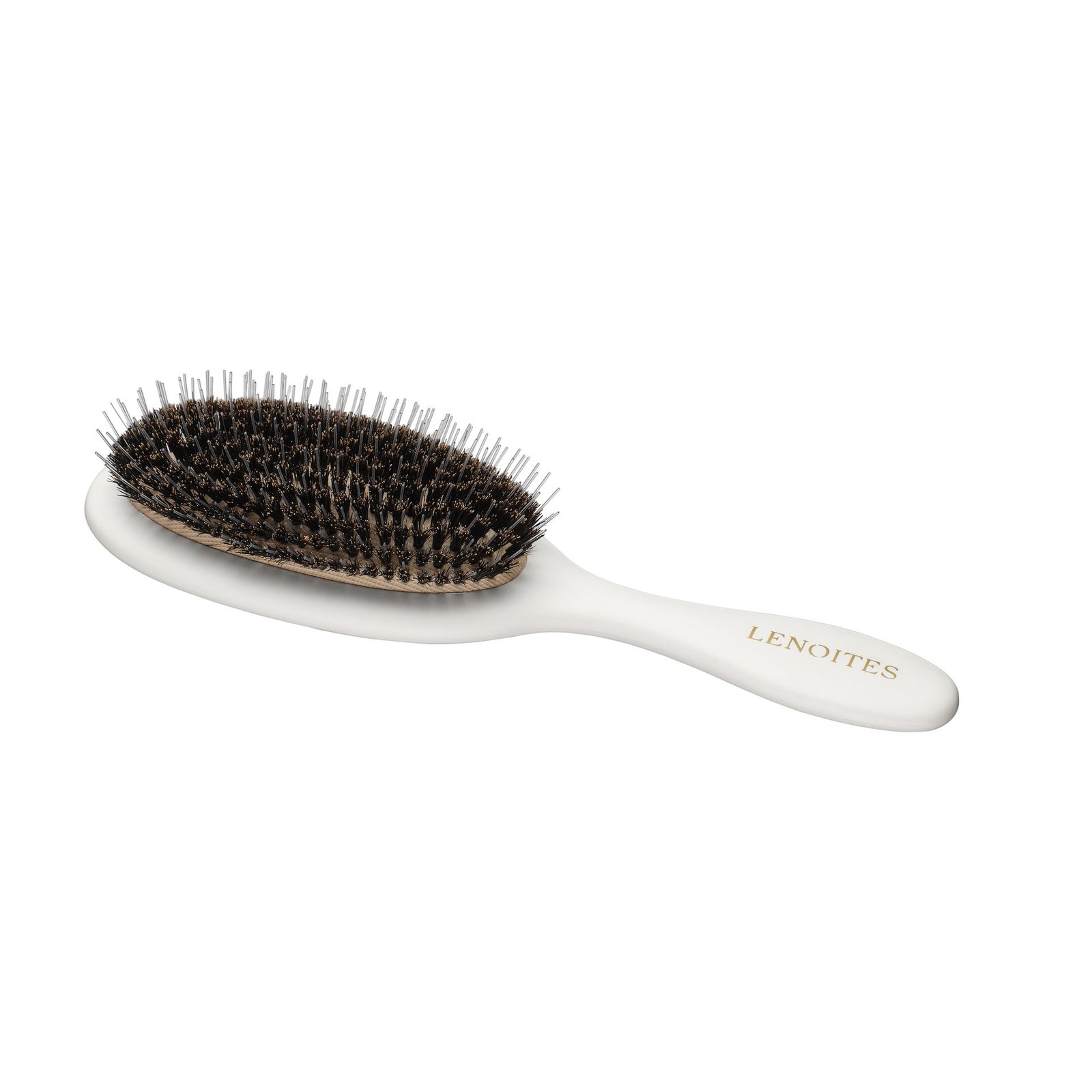 LENOITES Hair Brush Wild Boar + Pouch & Cleaner Tool White 1st