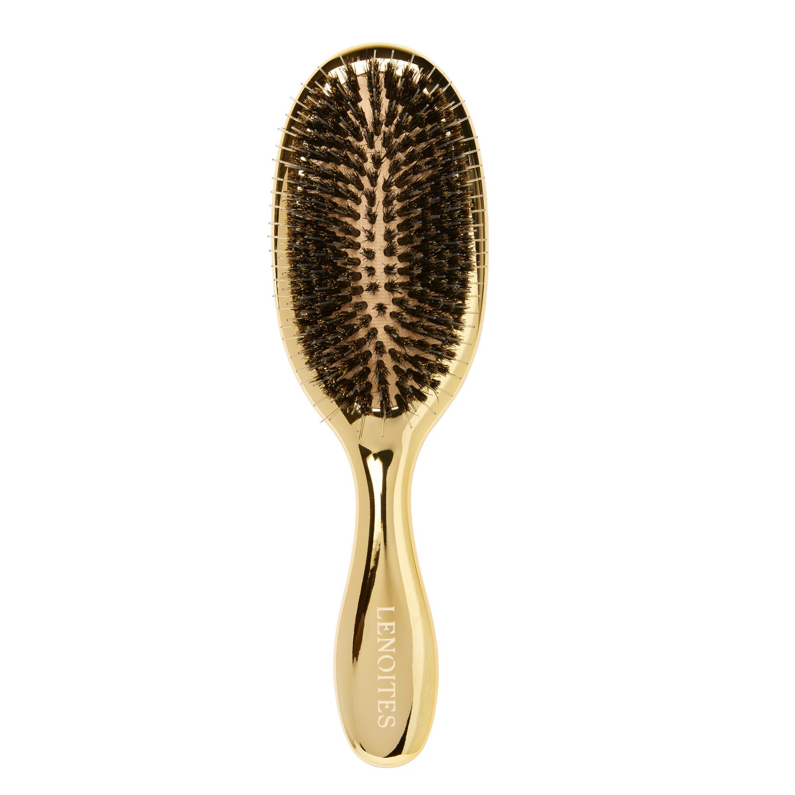 LENOITES Hair Brush Wild Boar With Pouch & Cleaner Tool Gold 1 st