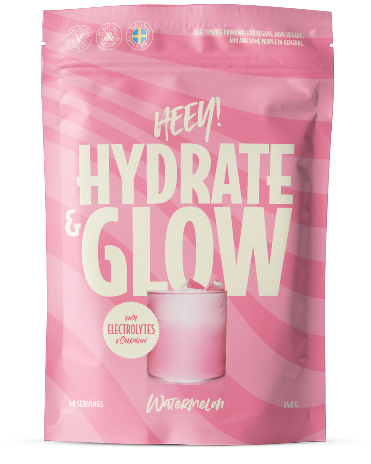 Heey! Hydrate & Glow Elektrolyter + Collegan® Vattenmelon 240g