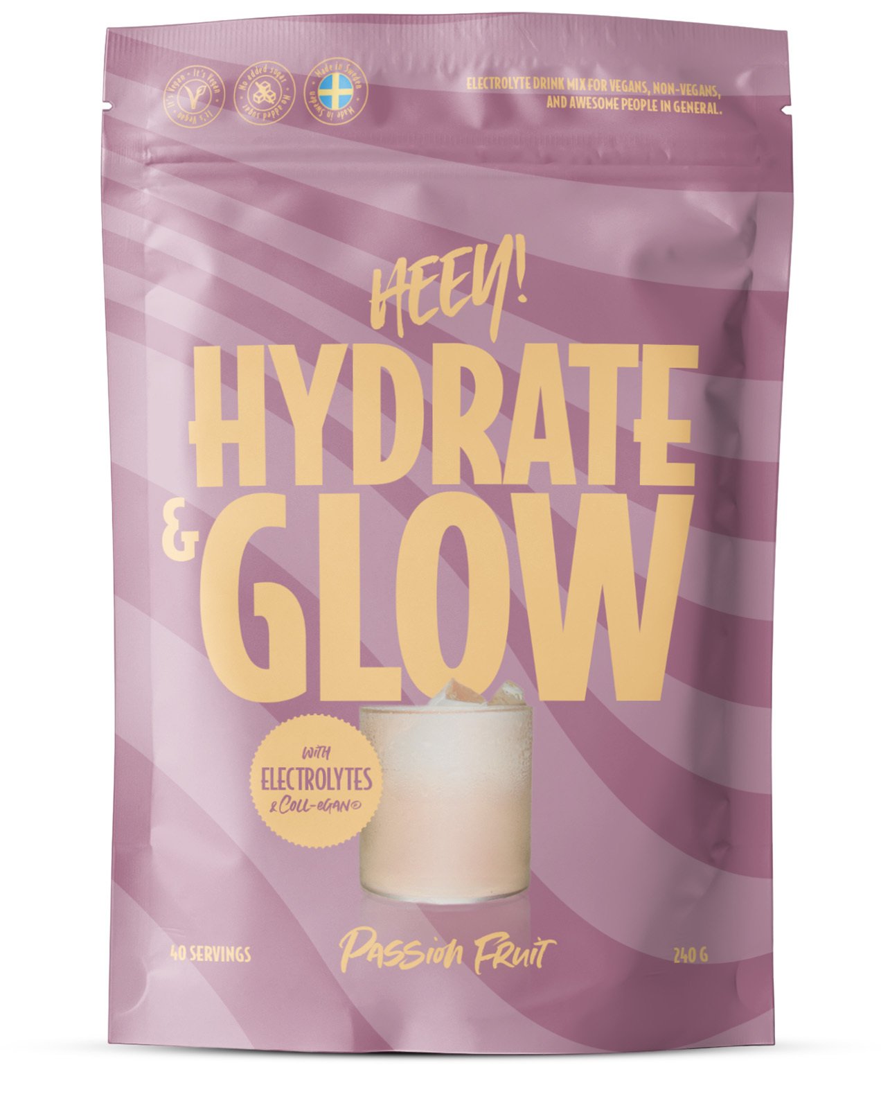 Heey!  Hydrate & Glow Elektrolyter + Collegan® Passionsfrukt 240g