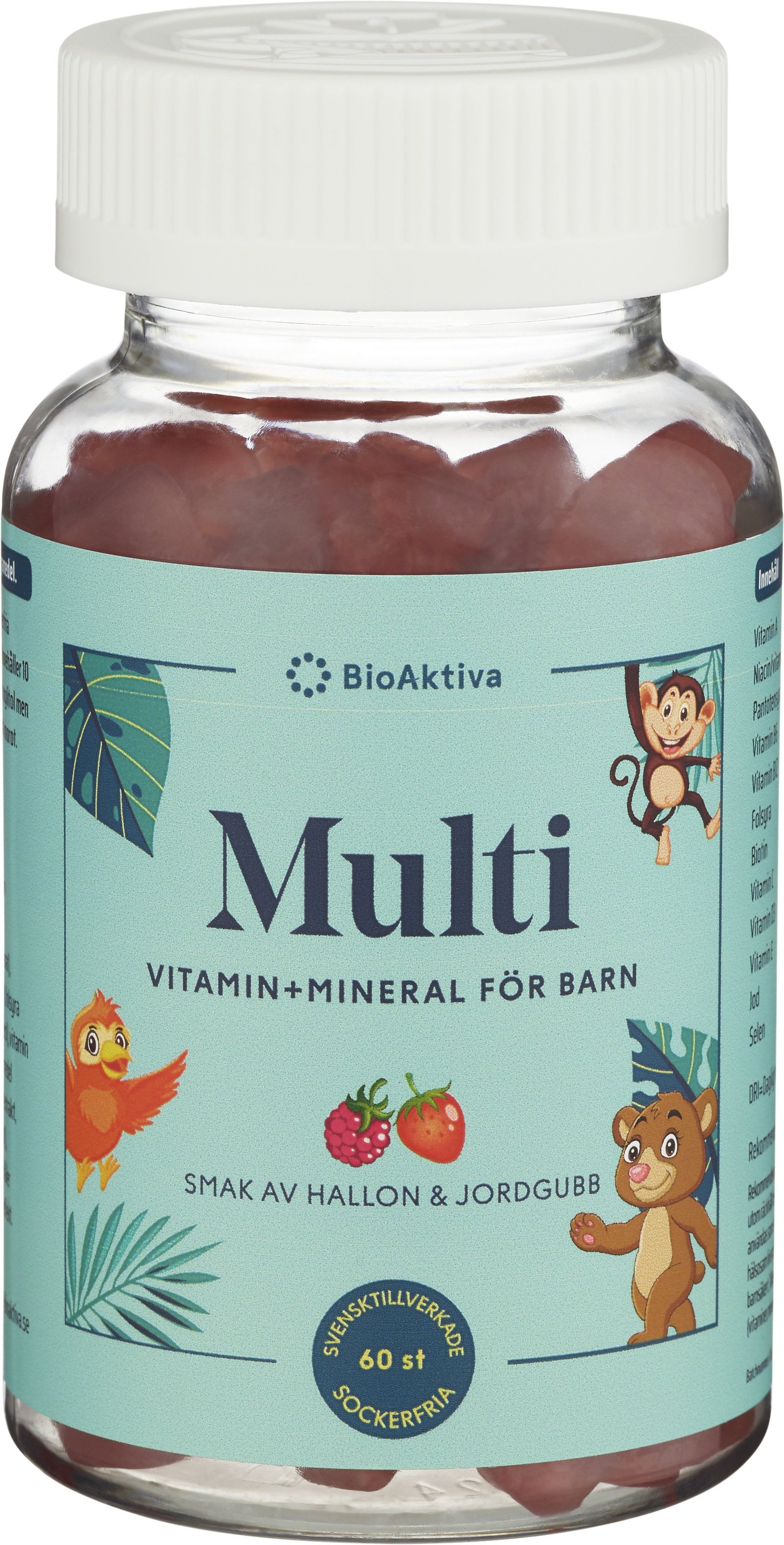 BioAktiva Multivitamin+Mineral Barn Hallon & Jordgubb 60 tuggtabletter