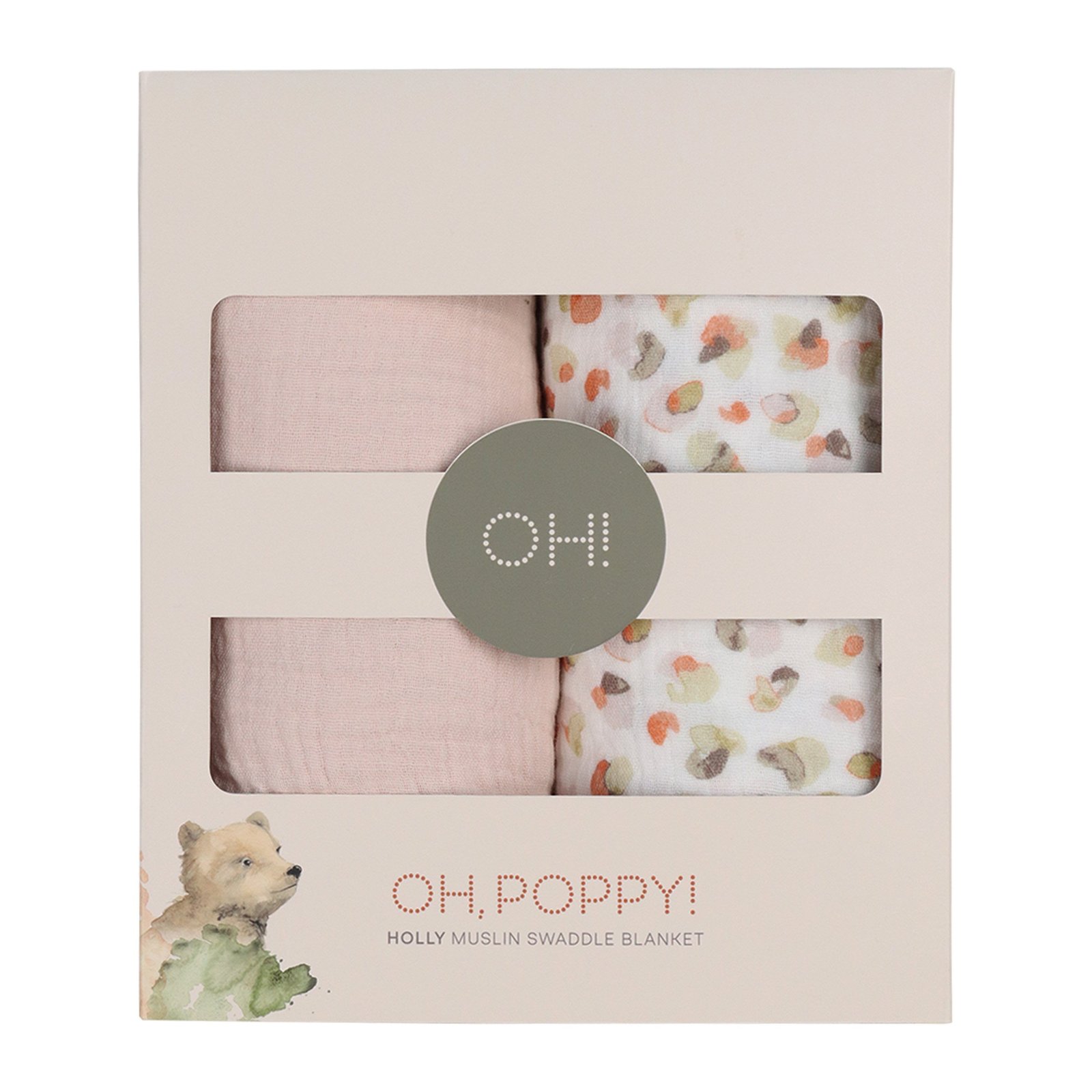 Oh, Poppy! Holly Muslin Swaddle Blanket Fresh Vanilla/Powder Pink 2 st