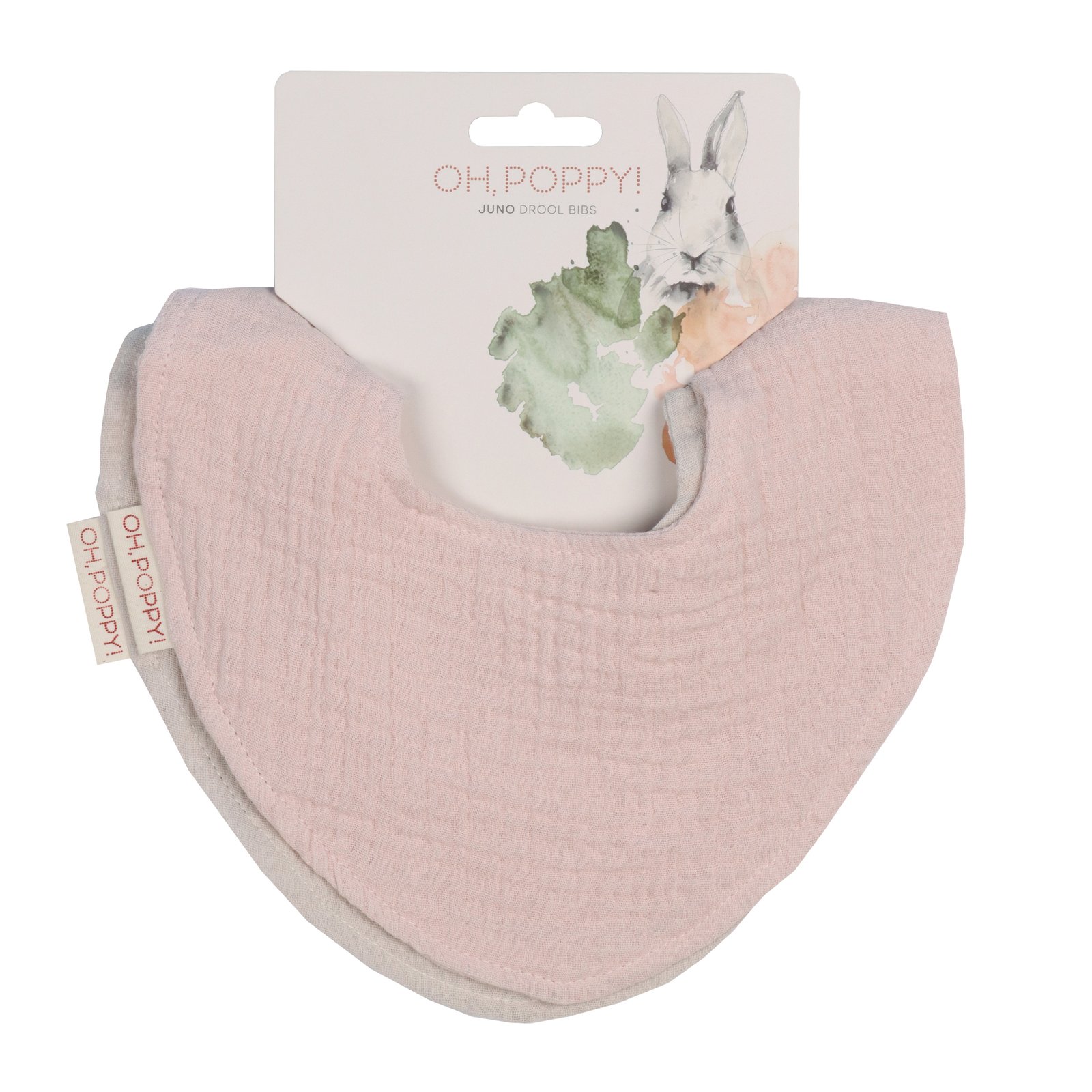 Oh, Poppy! Juno Drool Bibs Powder Pink / Linen Beige 2 st