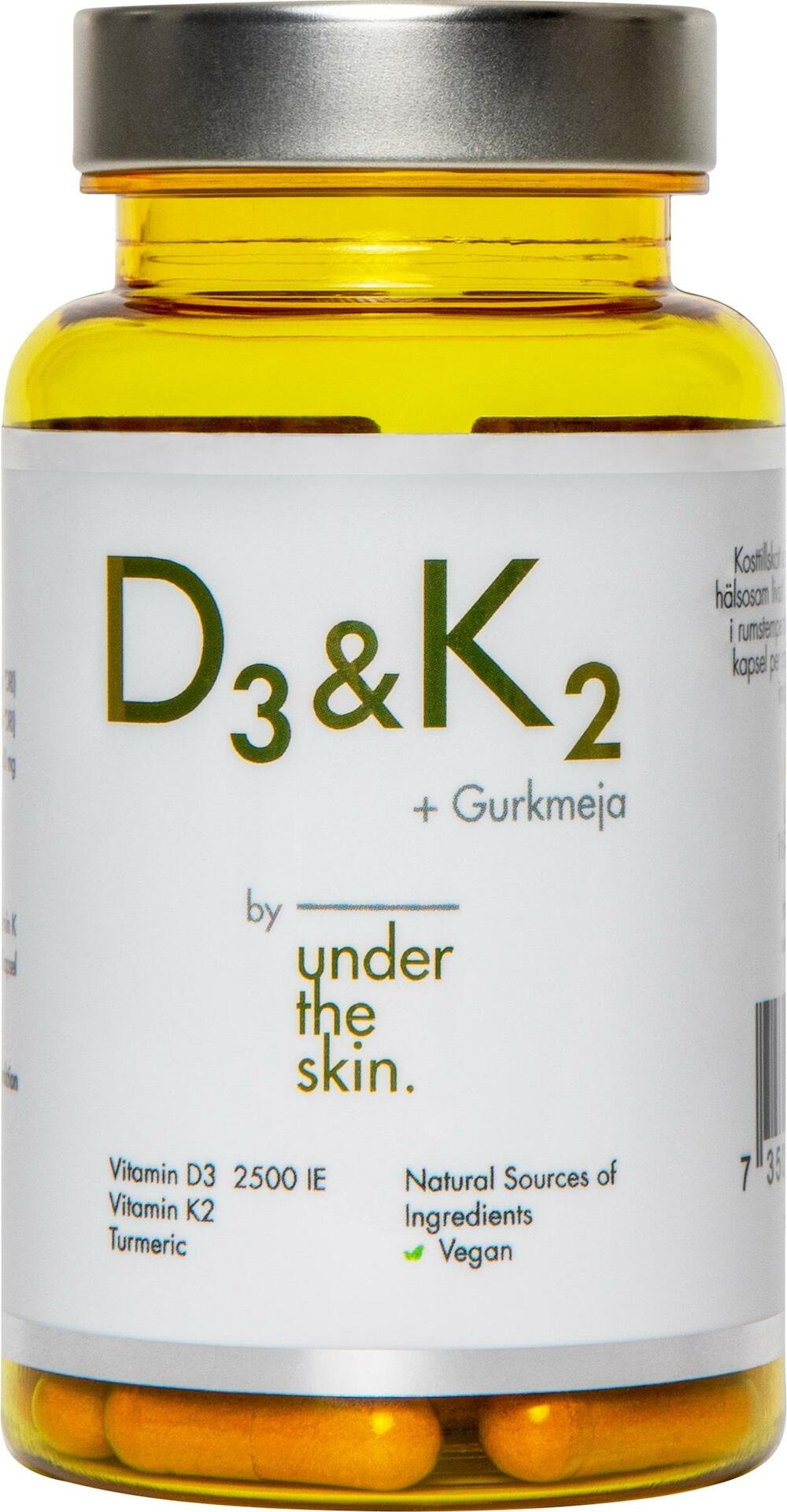 Under the Skin D3 & K2 + Gurkmeja 60 kapslar