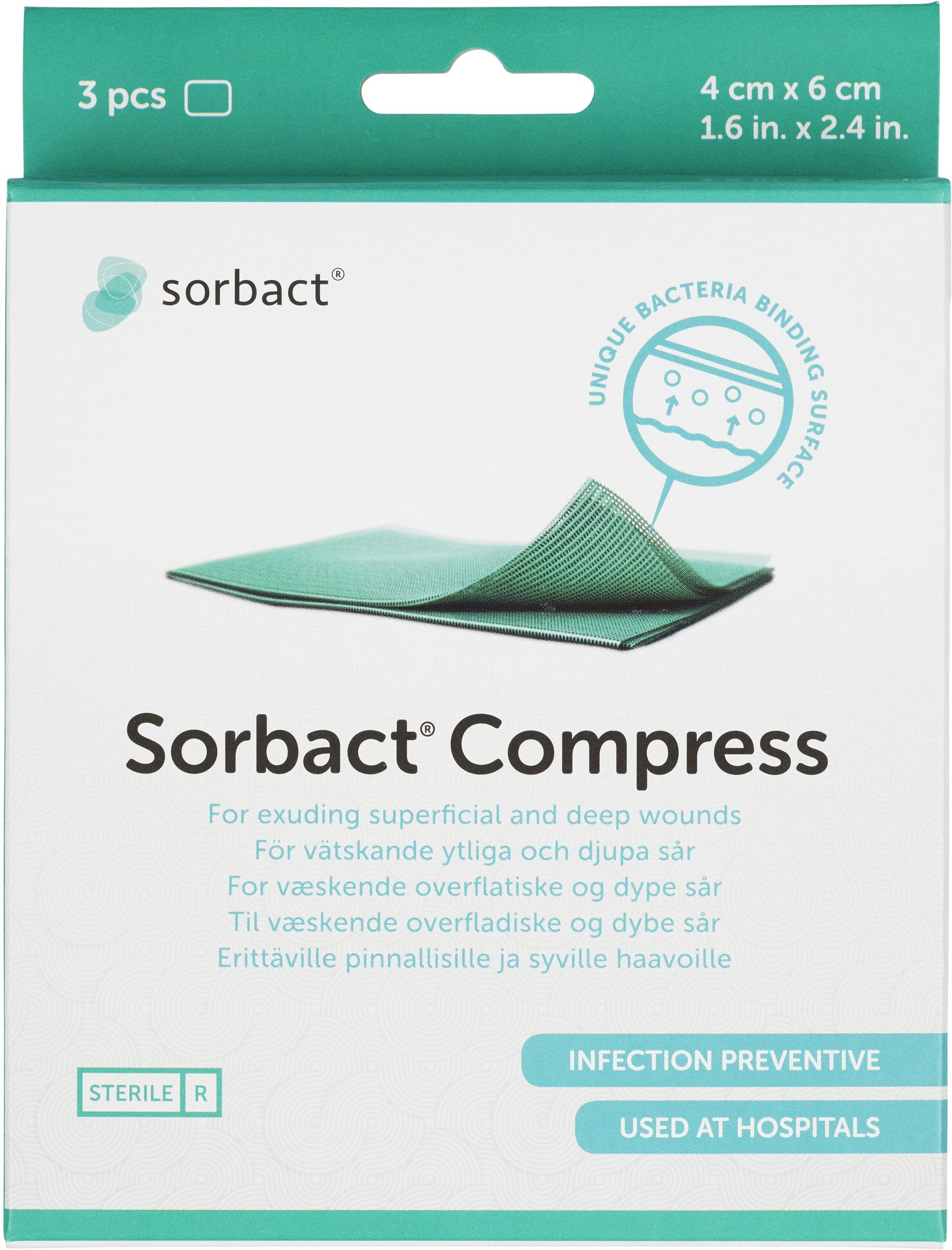 Sorbact Compress 4 x 6 cm 3 st