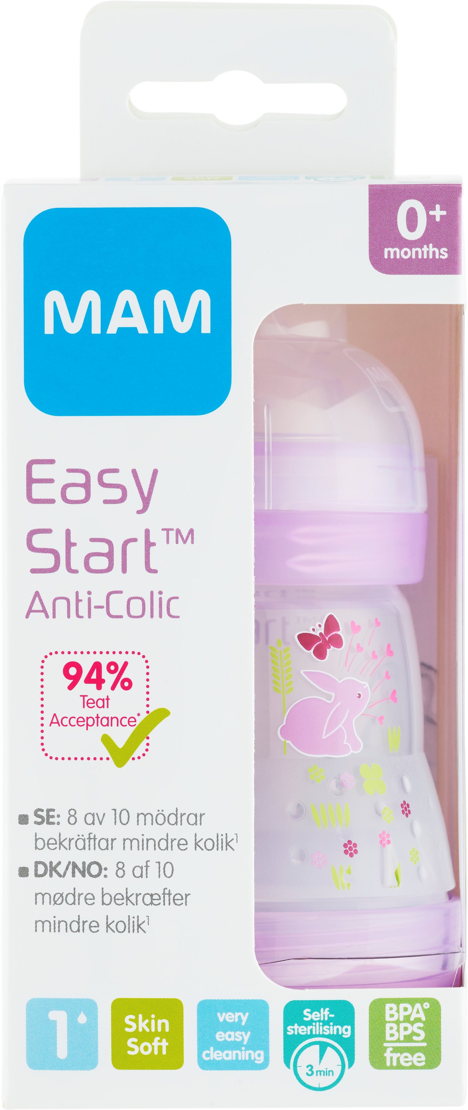 MAM Easy Start Anti-Colic Nappflaska 0+ Månader 160 ml - Olika färger