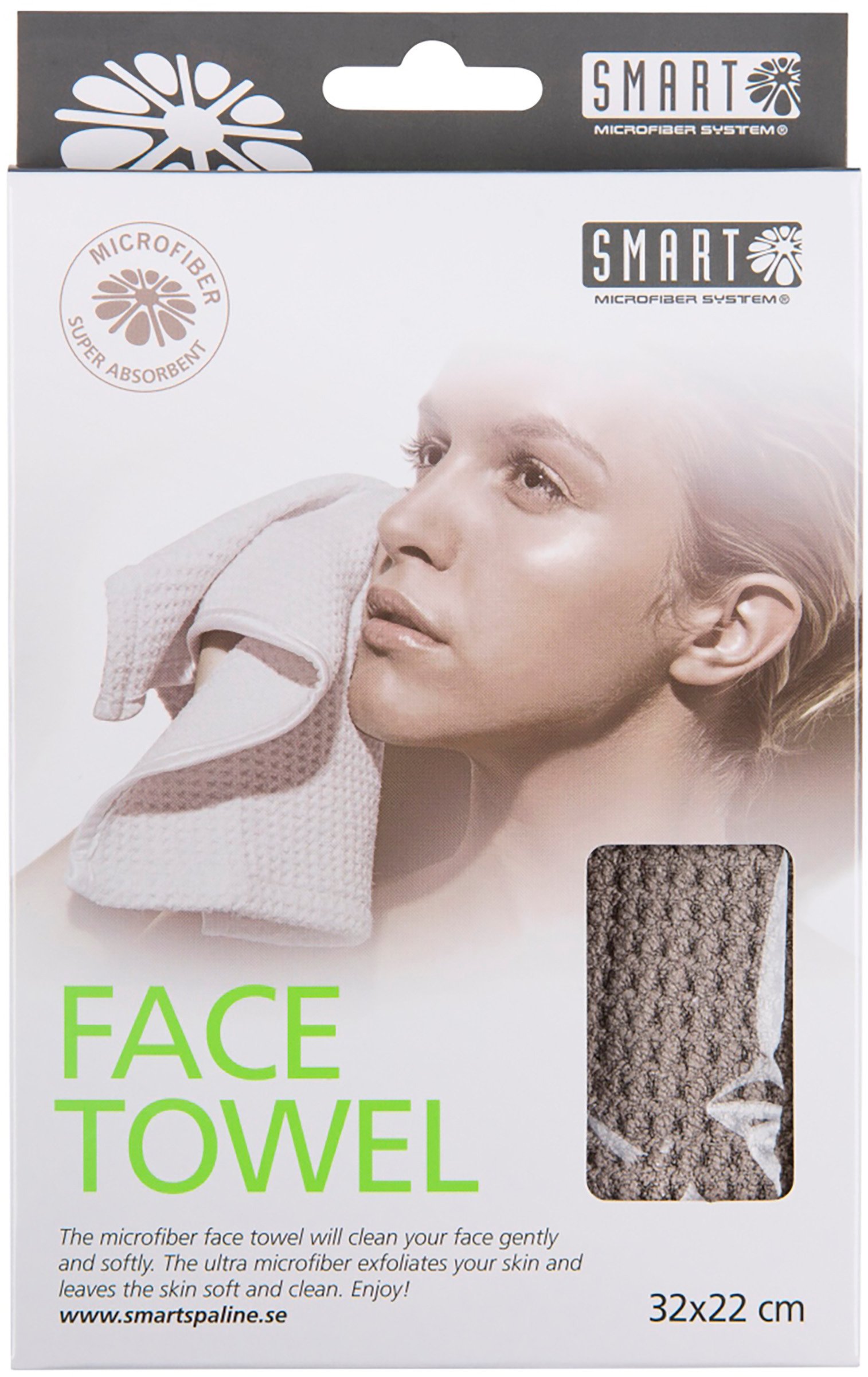 Smart Microfiber Face Towel Grå 1 st