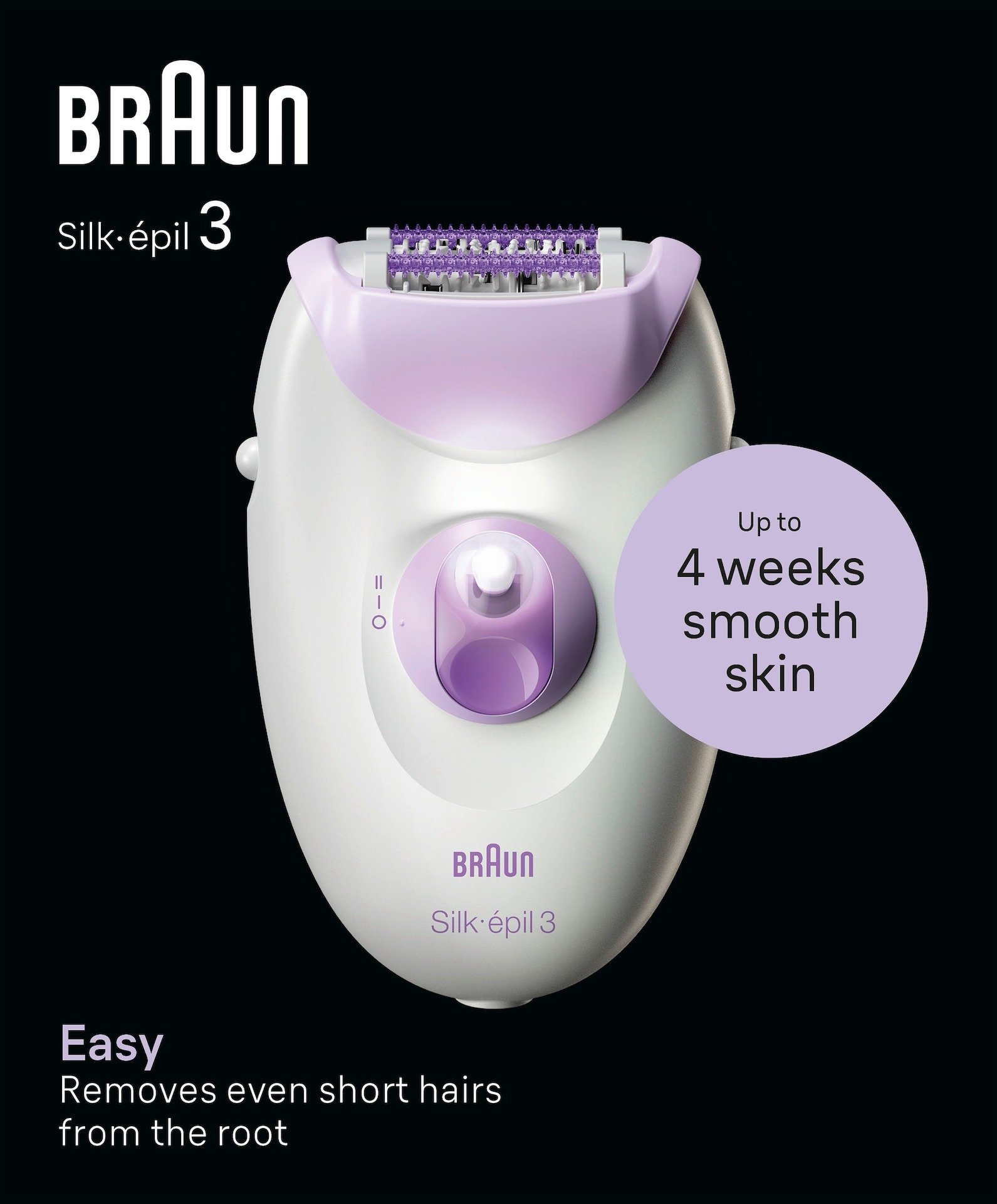 Braun Silk-épil 3, Epilator med sladd, för hårborttagning, 3-000, Lila