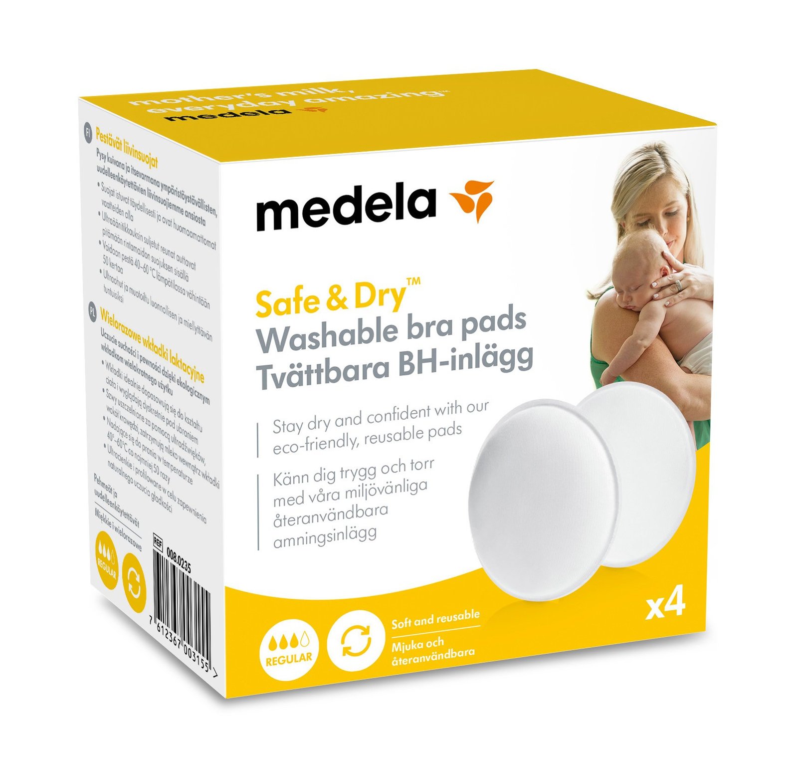 Medela Safe & Dry BH-inlägg Tvättbara 4 st
